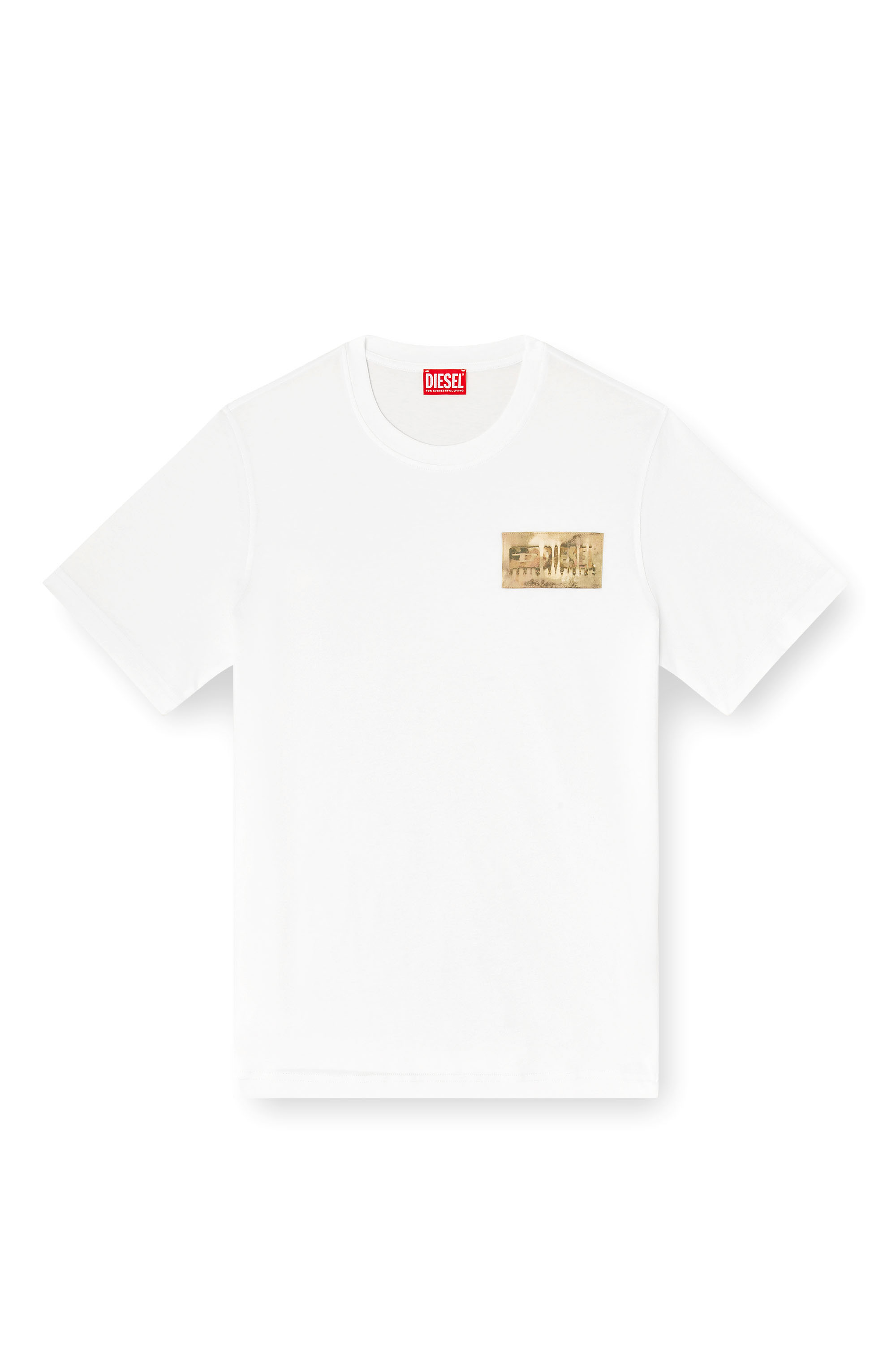 Diesel - T-ADJUST-V4, Man's T-shirt with camouflage patch in White - 3