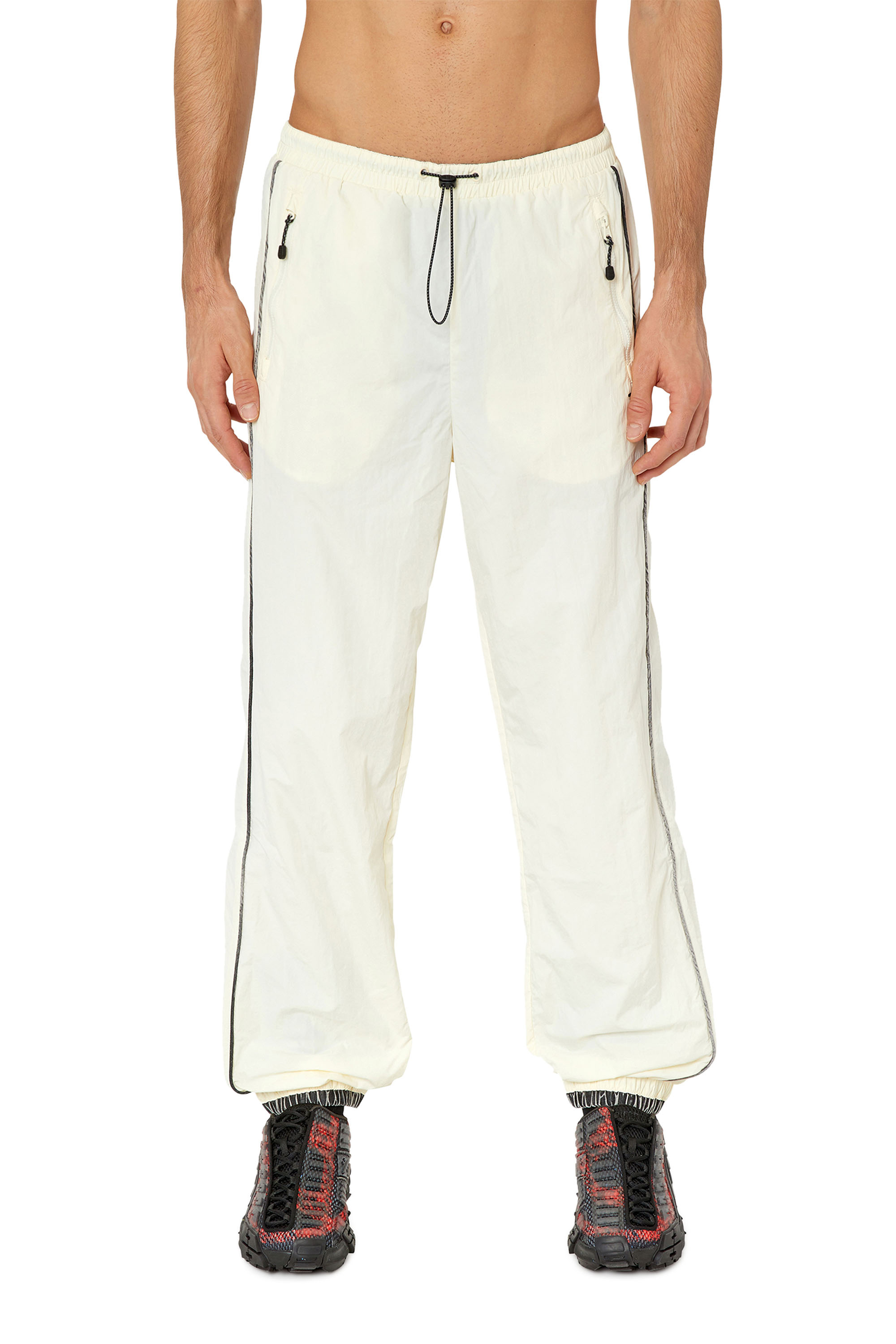 Diesel - Pantalones deportivos ligeros con ribetes - Pantalones - Hombre - Blanco
