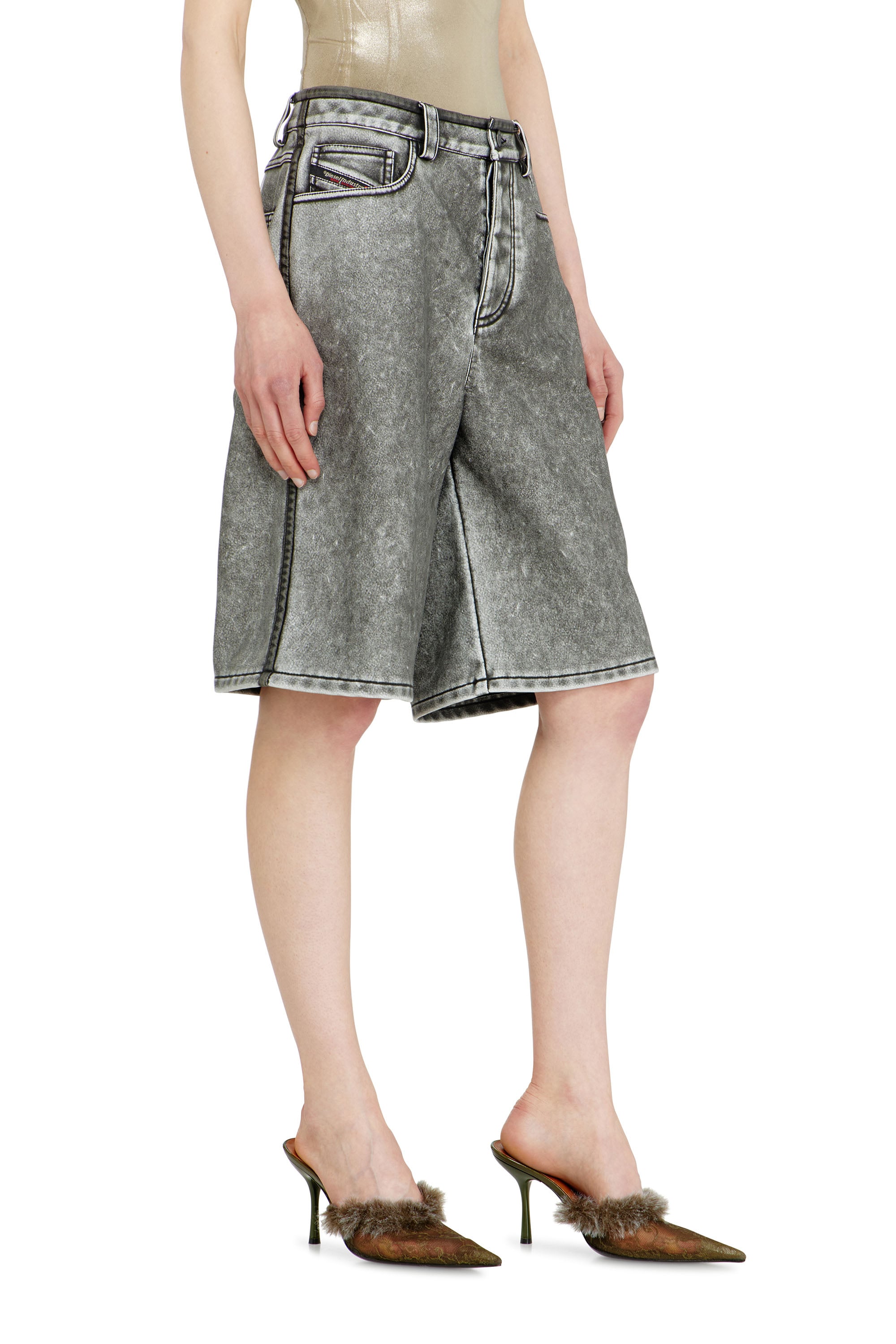 Diesel Women's Grey - Bermuda Shorts In Pu - Pants - Woman Size 36