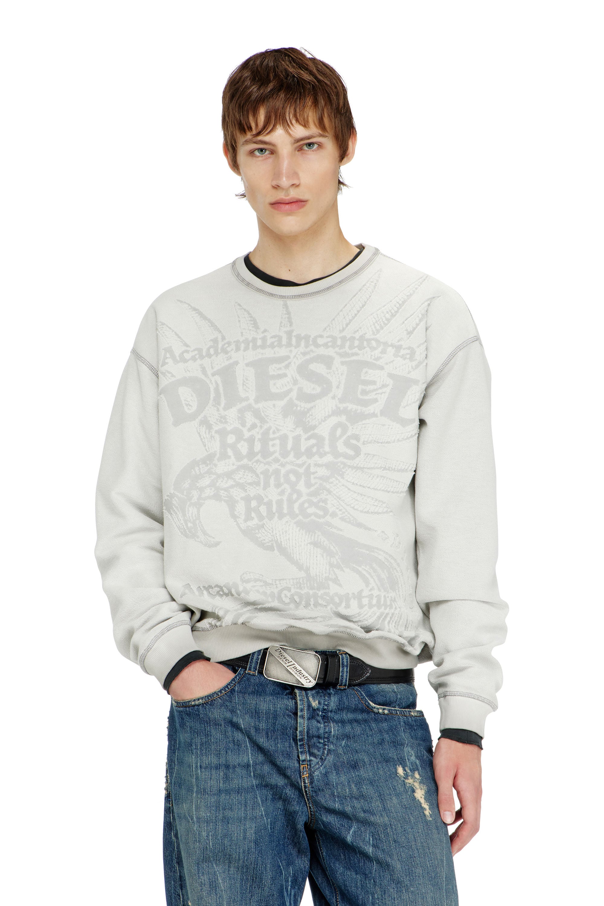 Diesel - Sweatshirt with dévoré print - Sweaters - Man - Grey
