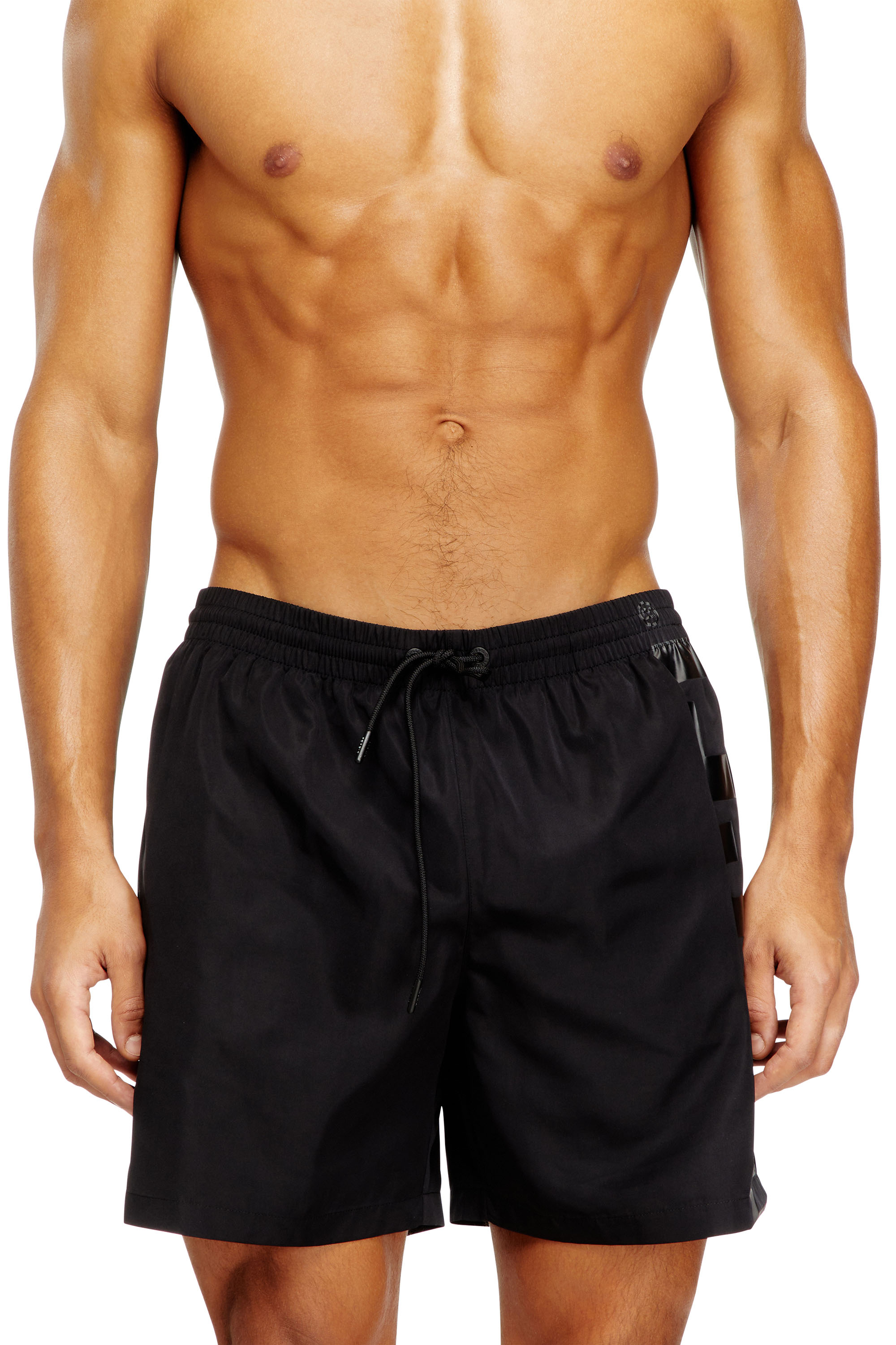 Diesel Men's Black - Mid-Length Swim Shorts With Maxi Logo - Swim Shorts - Man Xxl