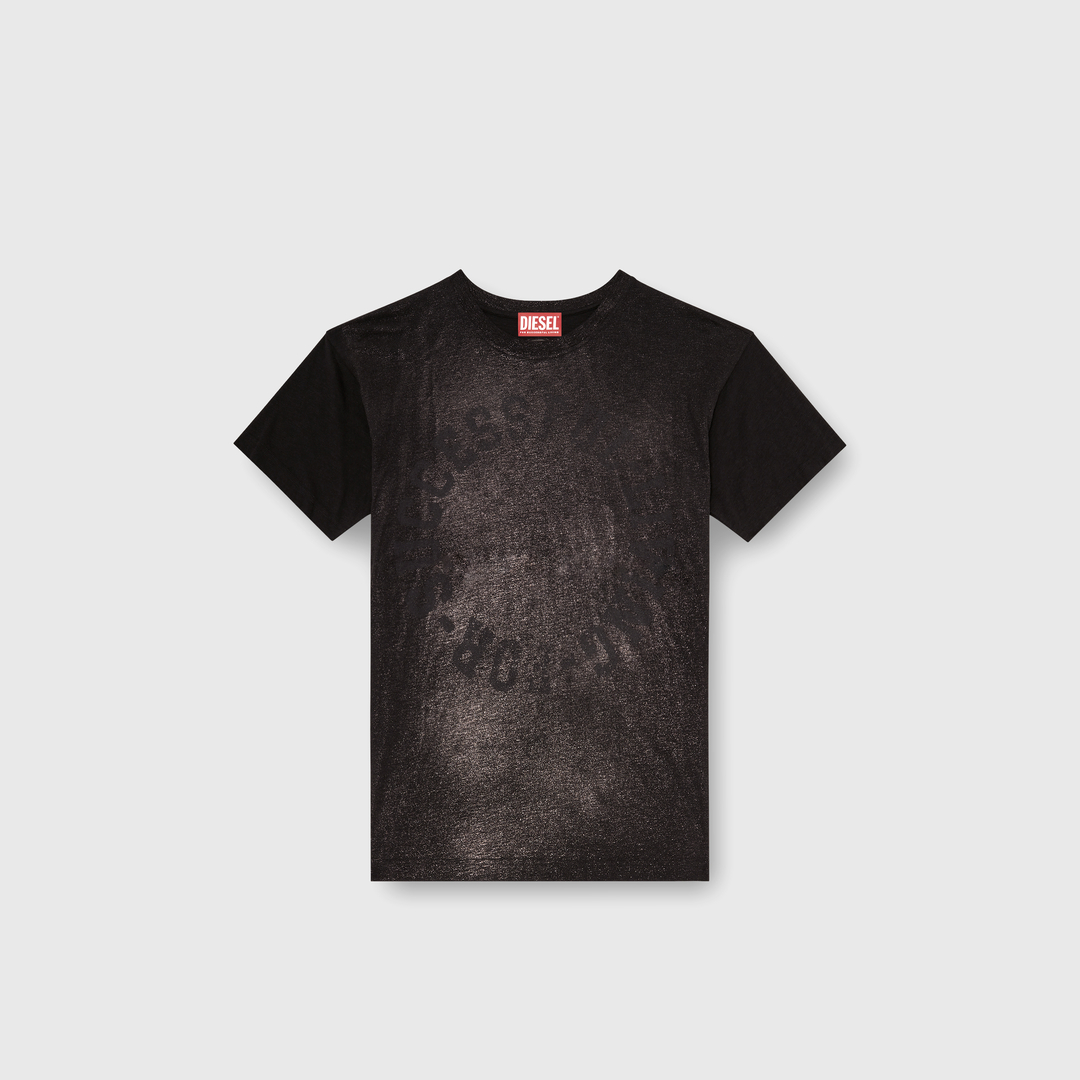 Diesel - T-shirt en coton à col rond avec imprimé foil - T-Shirts - Homme - Noir