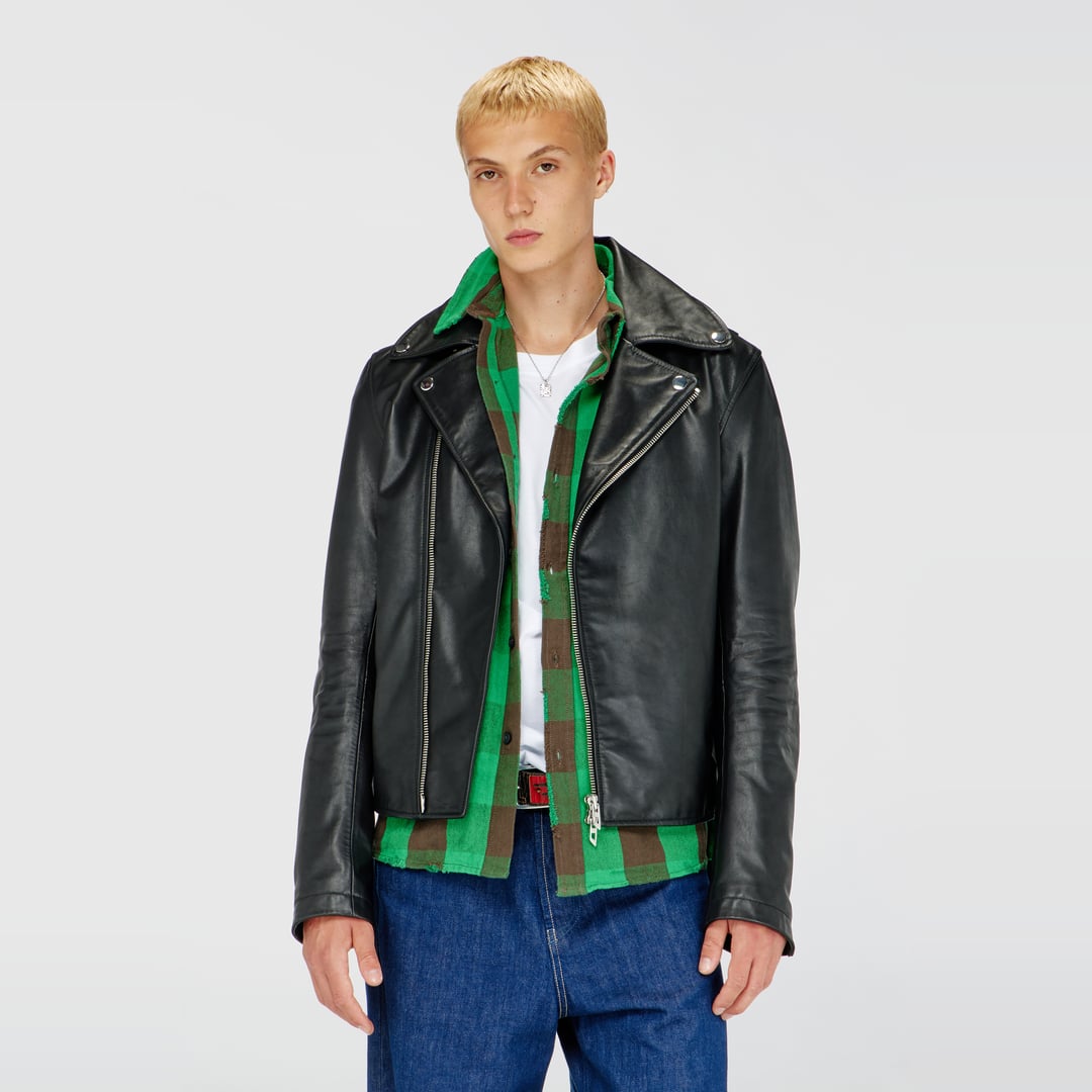 Diesel - Biker jacket in waxed leather - Leather jackets - Man - Black