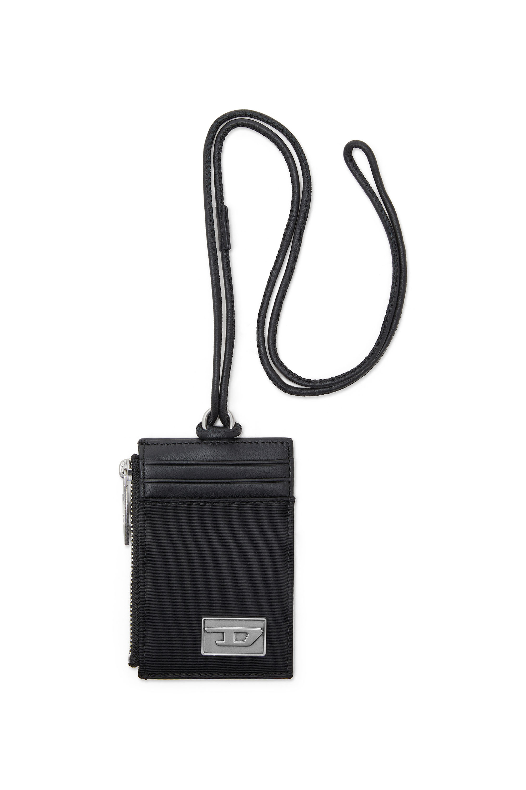 Diesel Men's Black - Leather Badge Holder With Zip Pocket - Card Cases - Man Uni