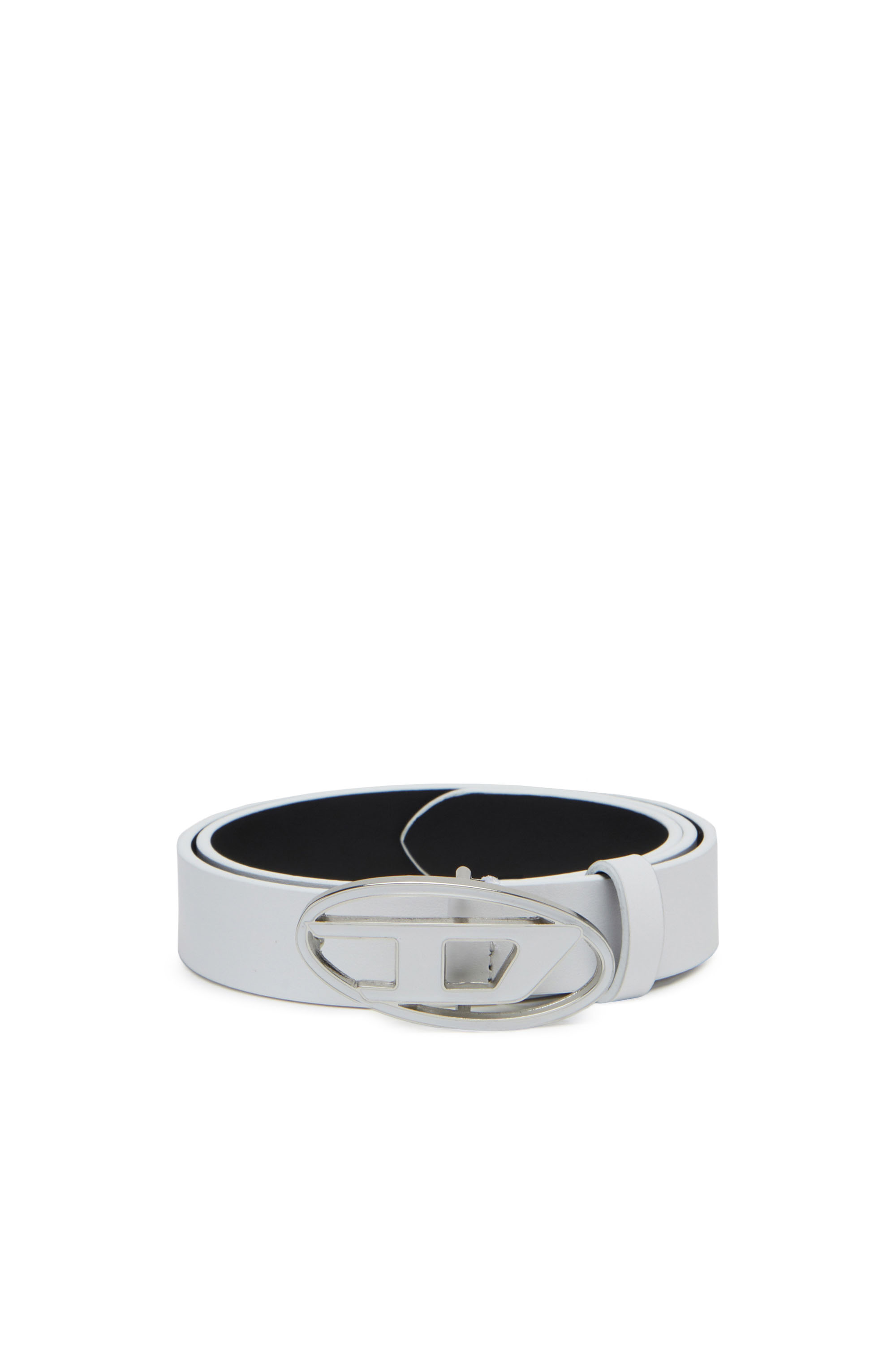 Diesel Women's White - 2.4Cm Leather Belt With Enamelled Oval D Buckle - Belts - Woman Size 85