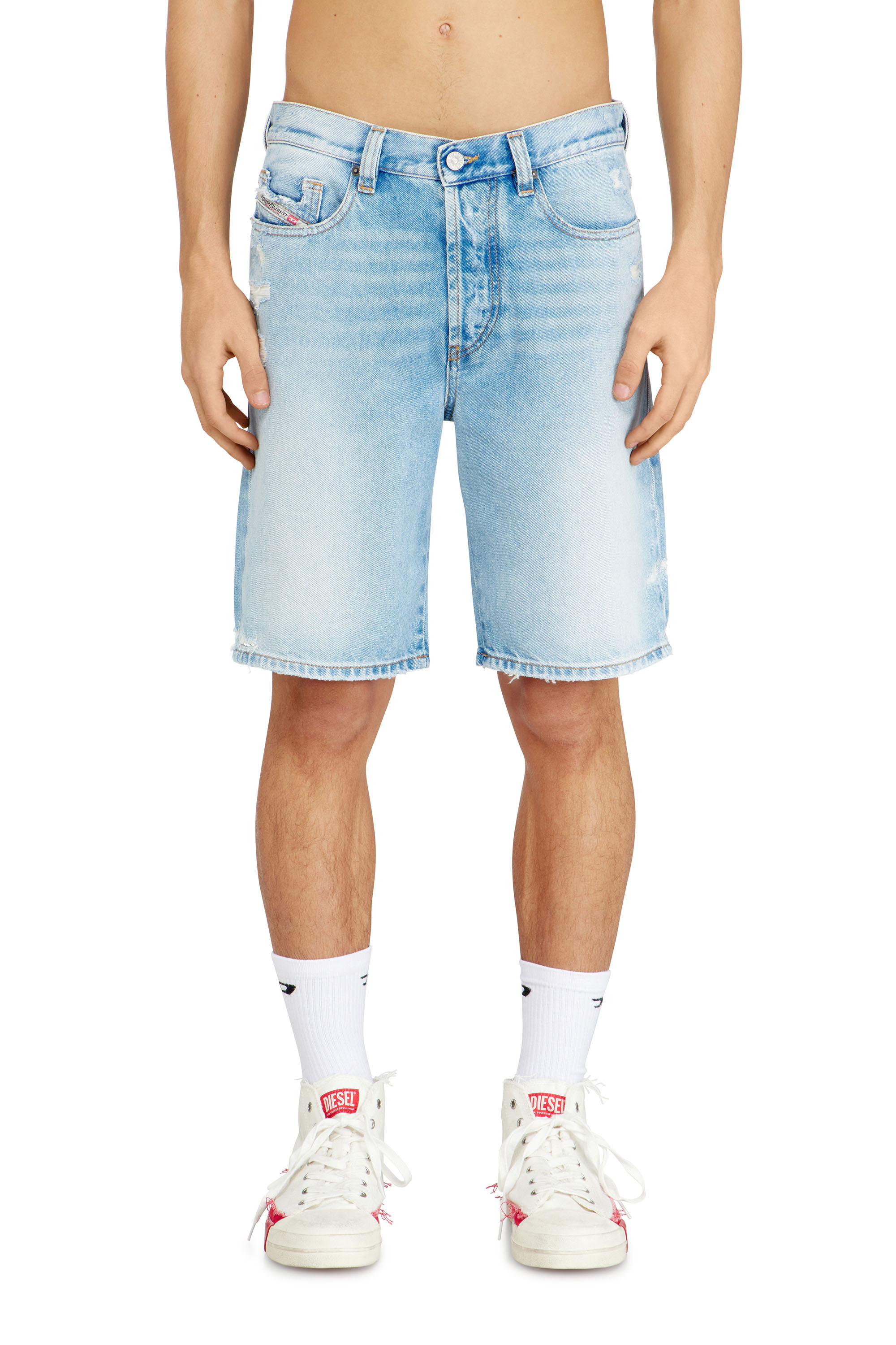 Diesel Men's Blue - Shorts In Destroyed Denim - Denim Short Pants - Man Size 30