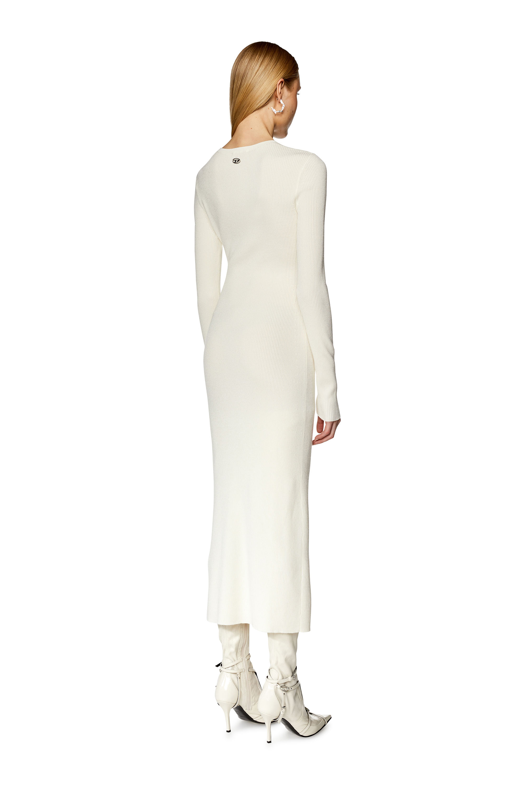 Diesel - Vestido de mezcla de lana con recorte - Vestidos - Mujer - Blanco