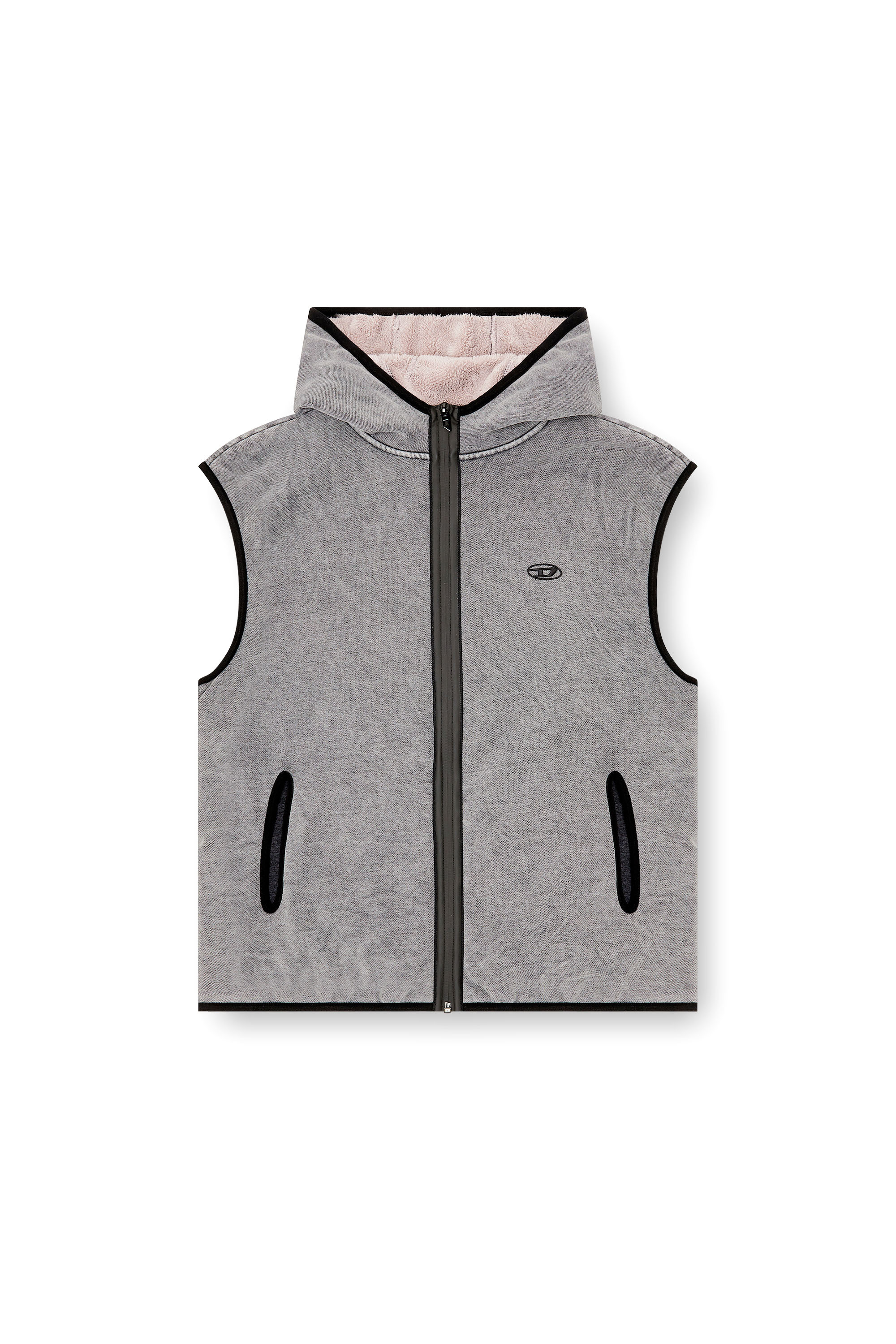 Diesel - S-HAKY-NEW, Man's Sleeveless zip-up hoodie in Grey - 3