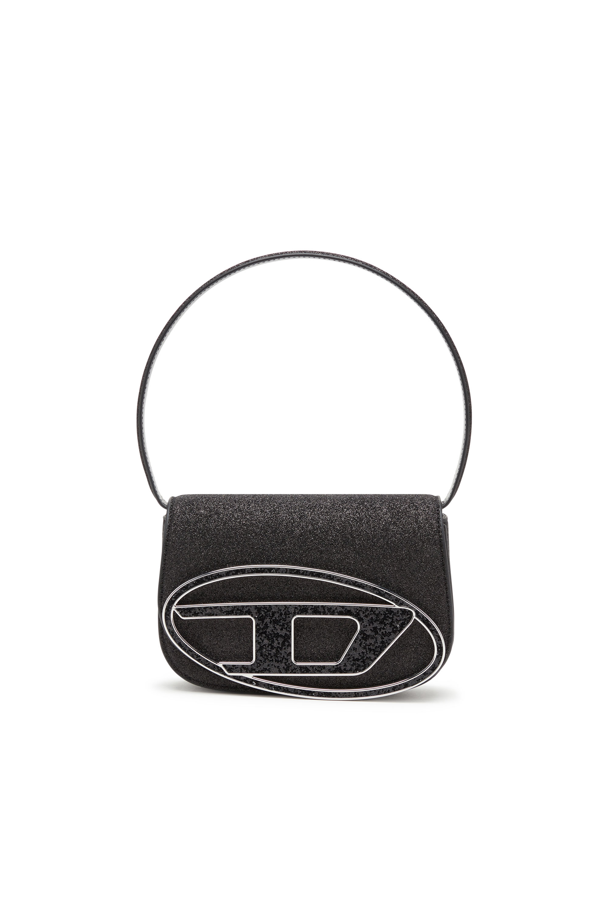 Diesel - 1DR Shoulder Bag - Ikonische Schultertasche aus Glitzerstoff - Schultertaschen - Damen - Schwarz
