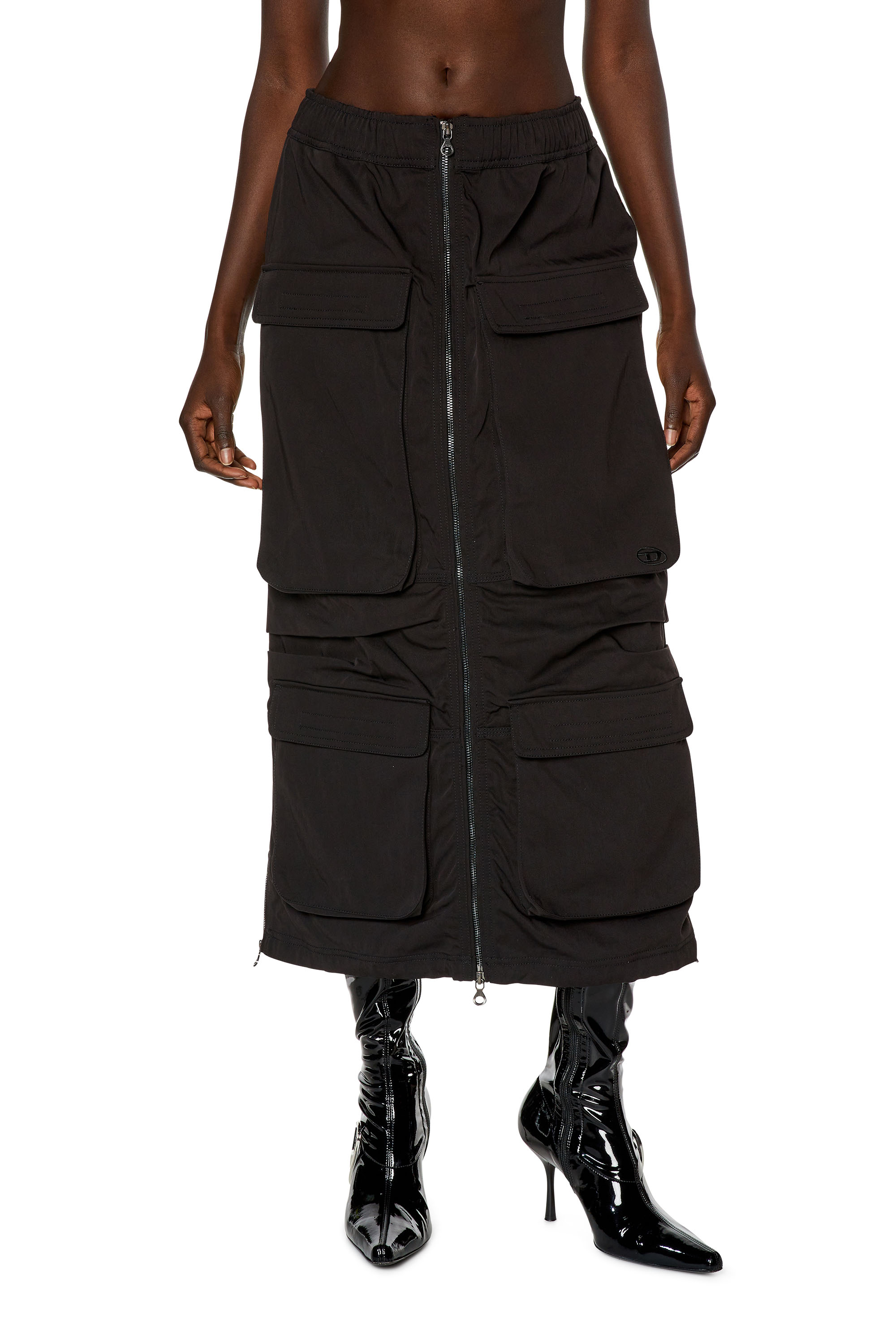 Diesel - Cargo skirt in nylon twill - Skirts - Woman - Black