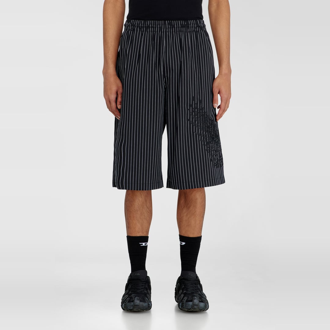 Diesel - Pinstripe shorts with Phoenix embroidery - Shorts - Man - Black