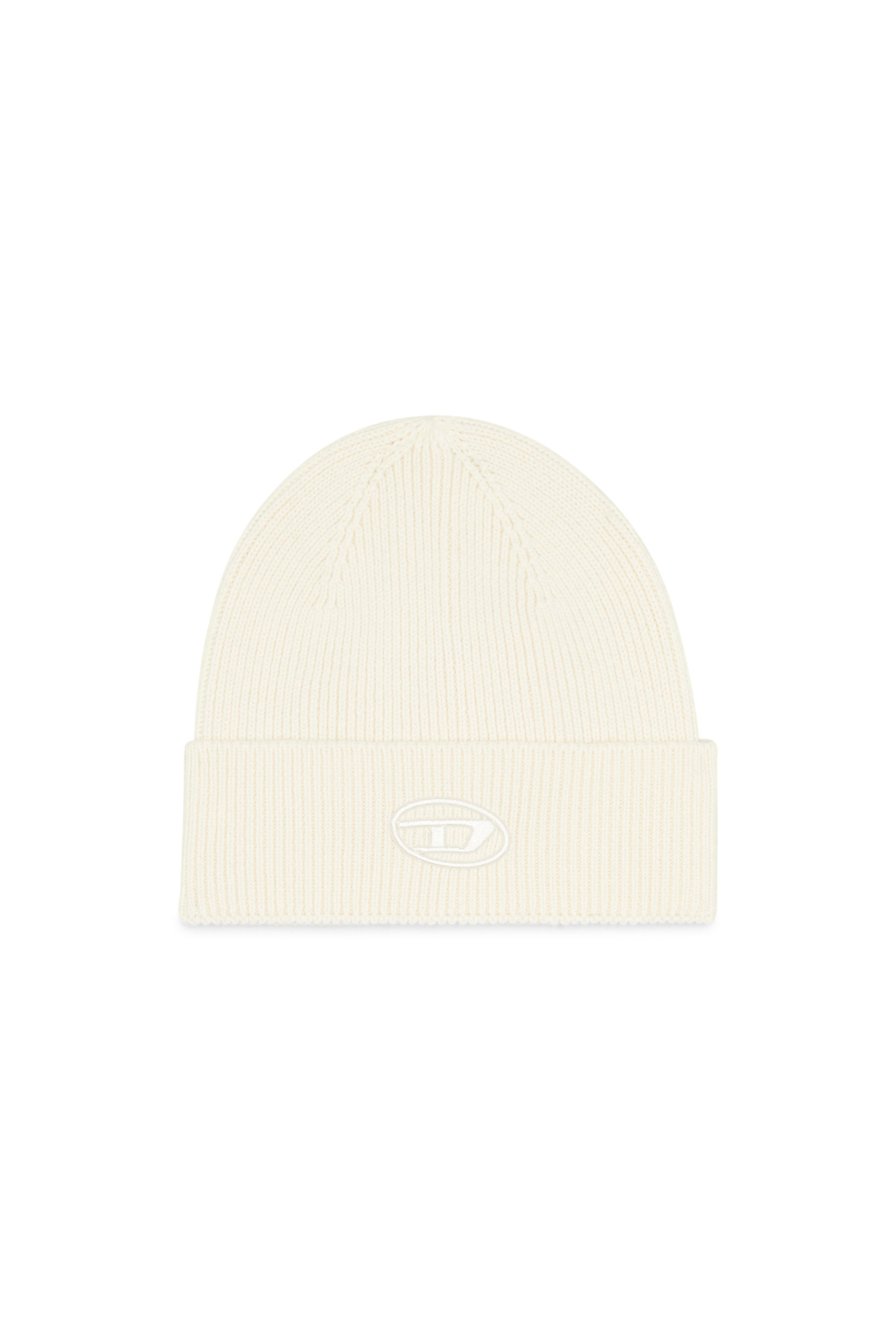 Diesel - Ribbed beanie with D embroidery - Knit caps - Unisex - White