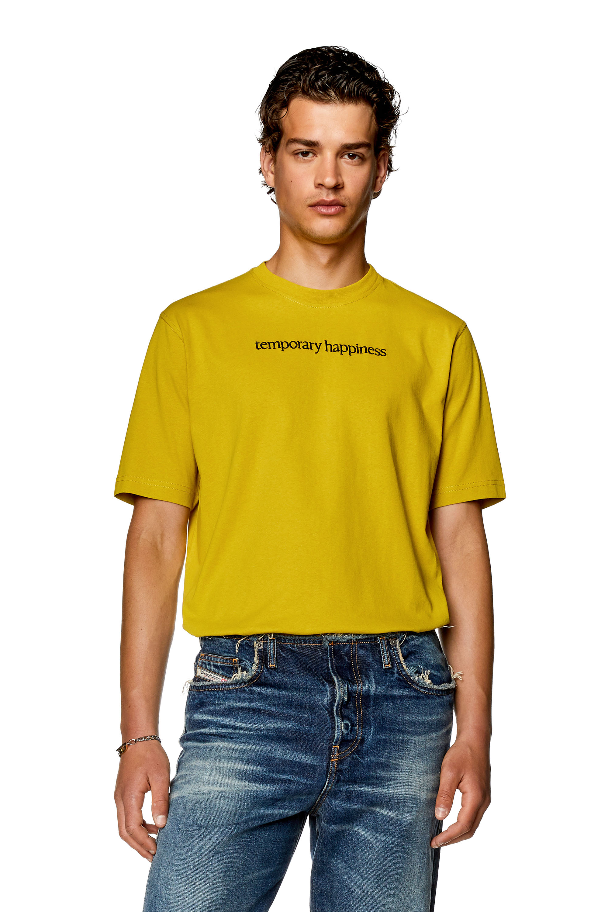 Diesel - T-shirt with front embroidery - T-Shirts - Man - Yellow