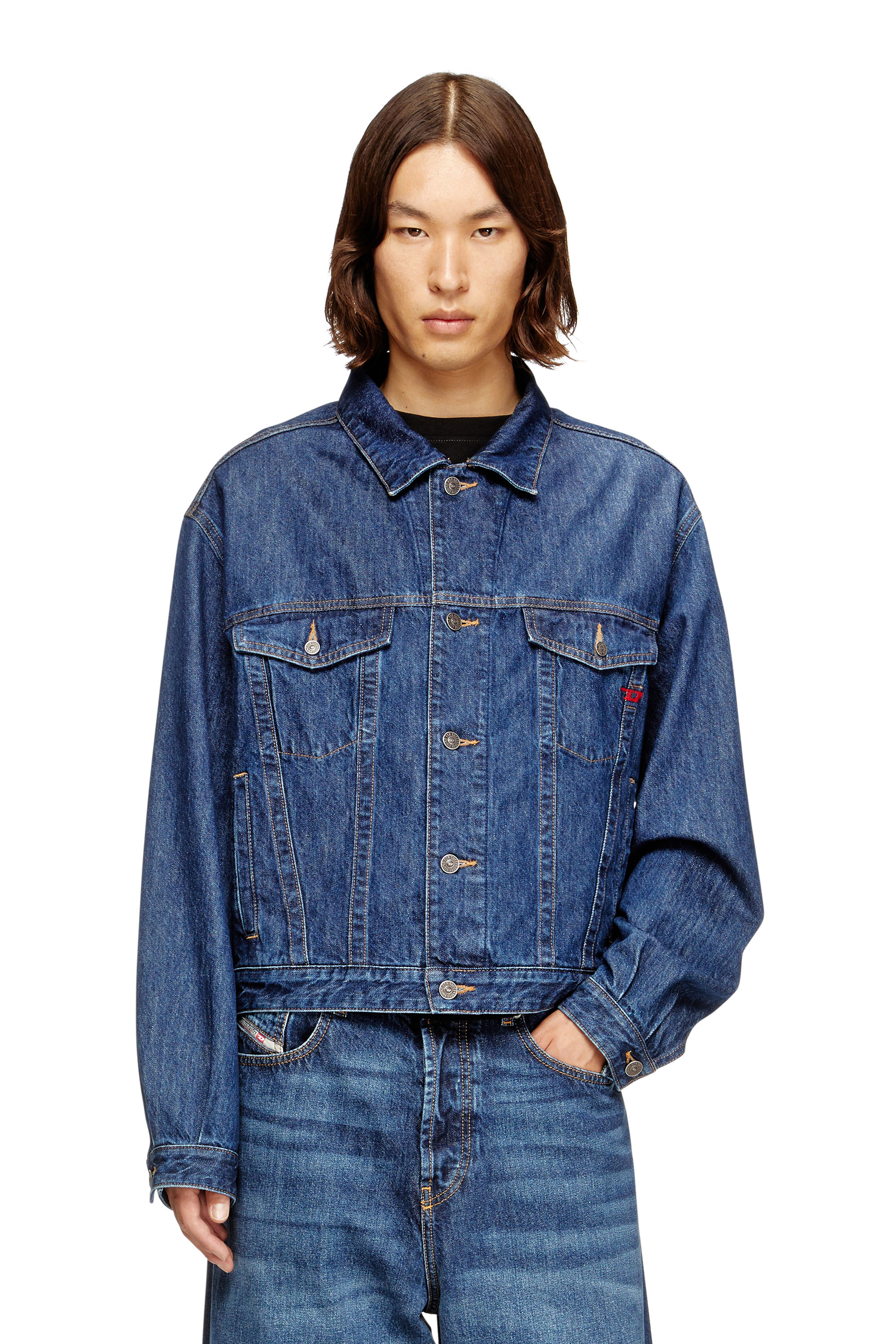 Diesel Unisex Blauw - Trucker Jacket In Denim - Denim Jackets Groot