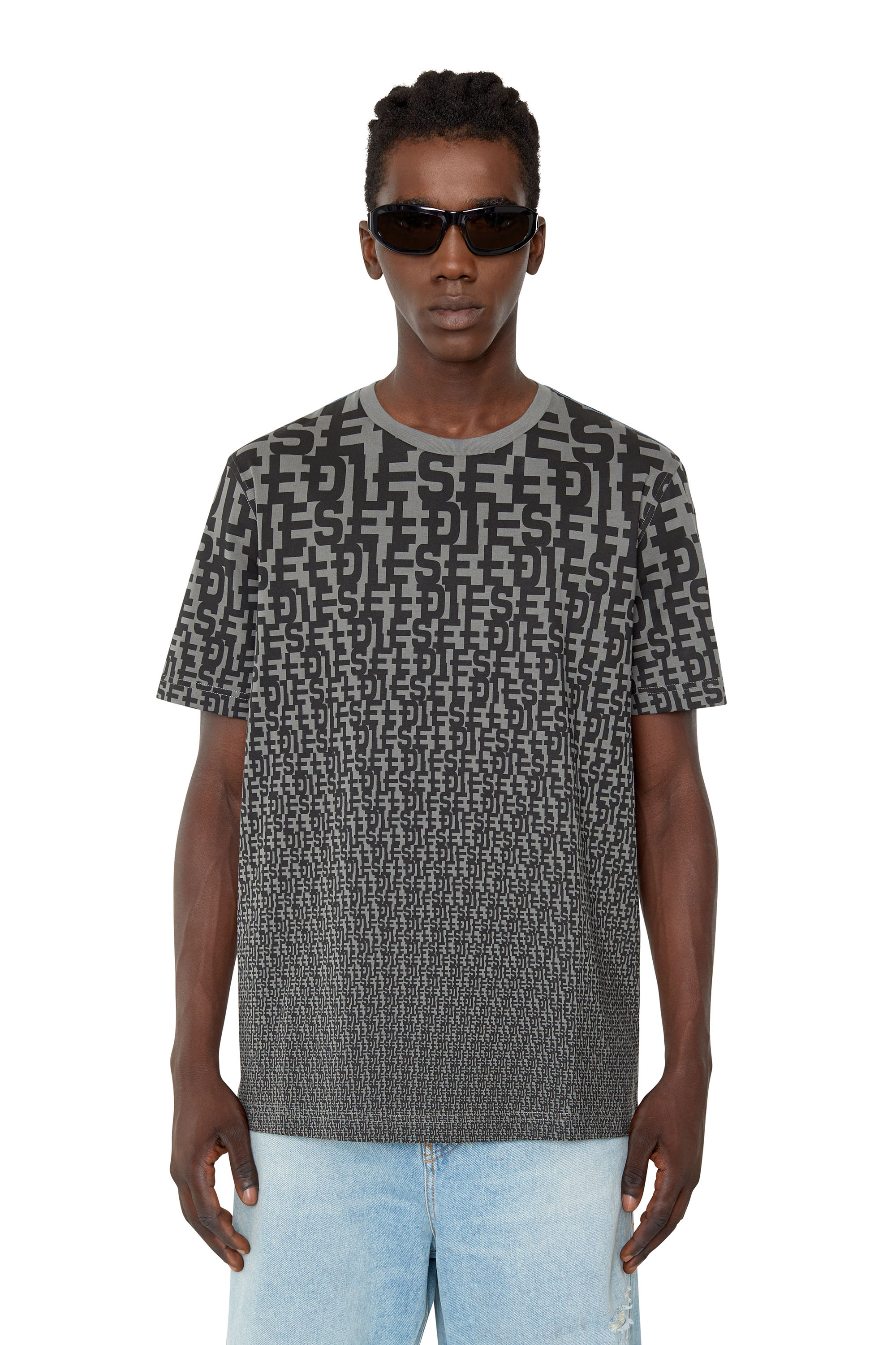 Diesel - T-shirt con stampa monogrammatica all-over - T-Shirts - Uomo - Grigio