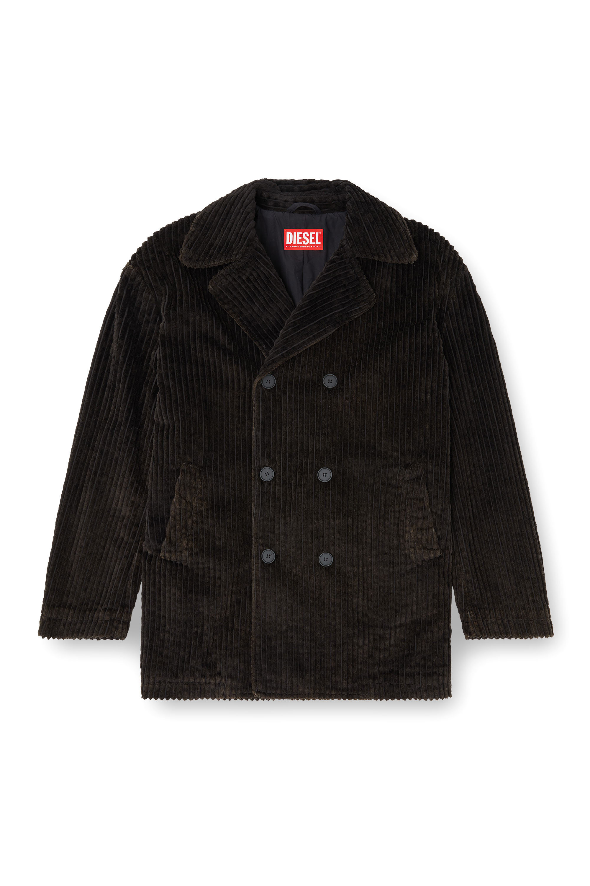 Diesel - W-OTIS, Man's Pea coat in treated corduroy in Brown - 3