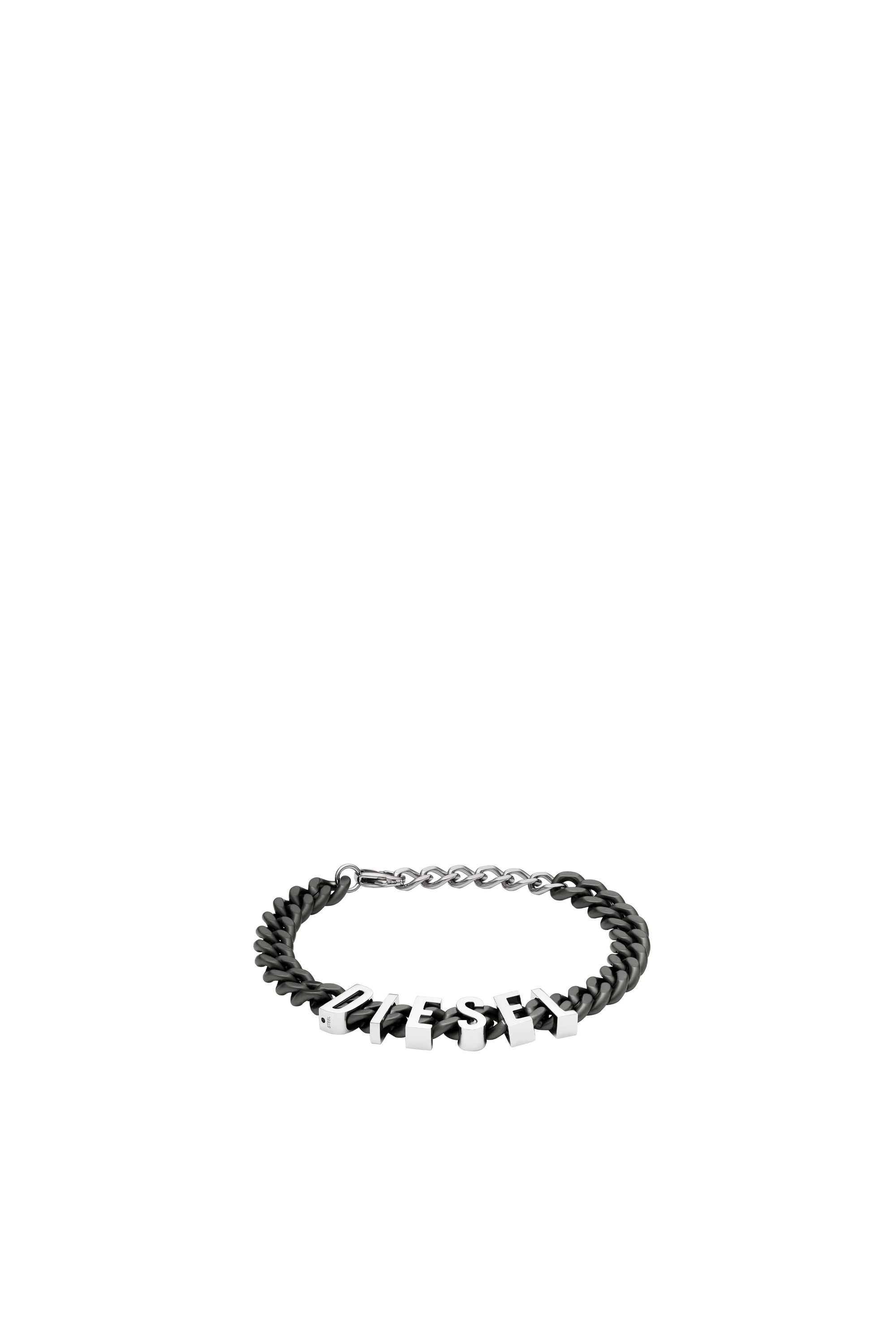 Diesel - Bracelet chaîne en acier inoxydable bicolore - Bracelets - Homme - Noir