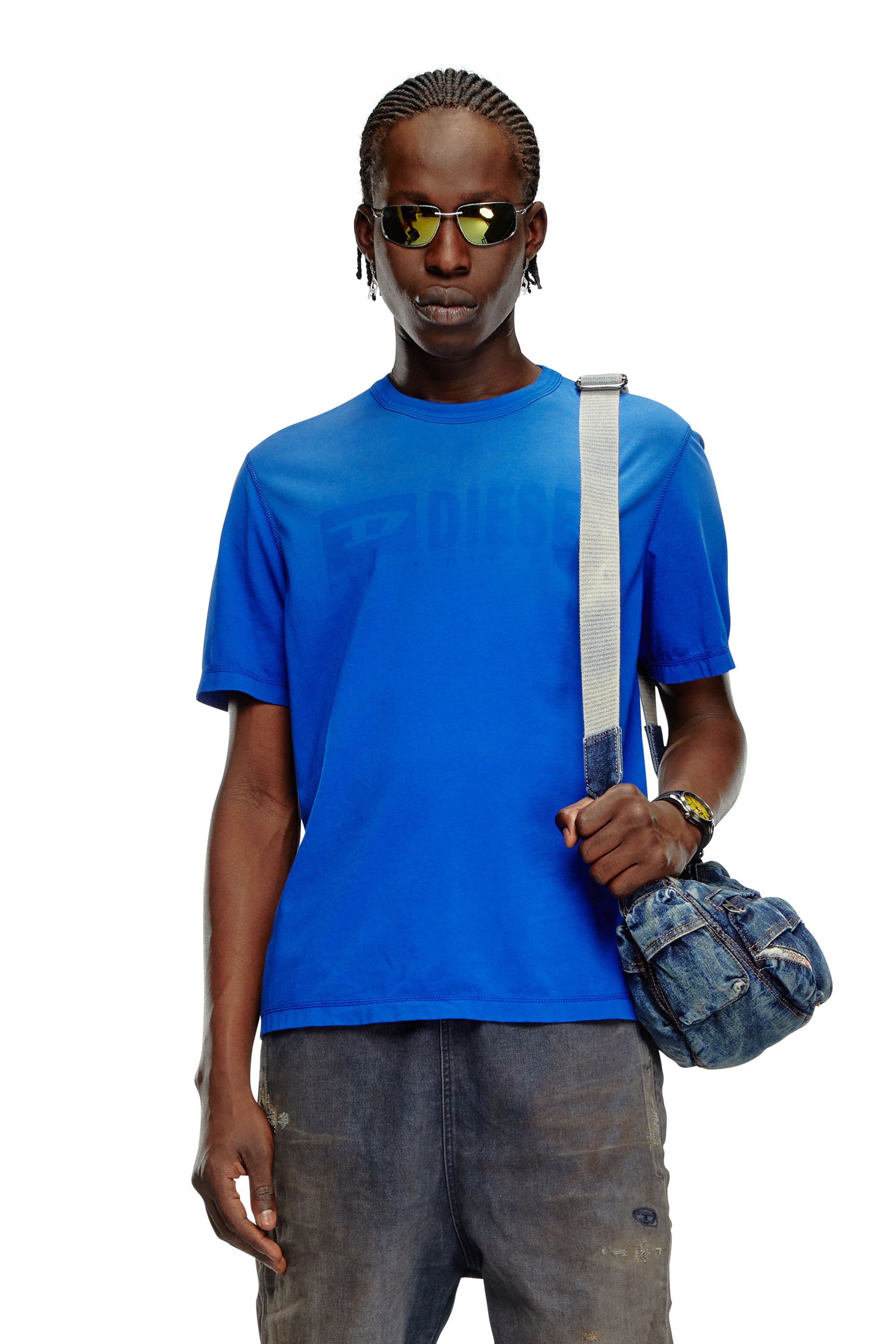 Diesel - T-Shirt in sonnenverblasster Optik - T-Shirts - Herren - Blau