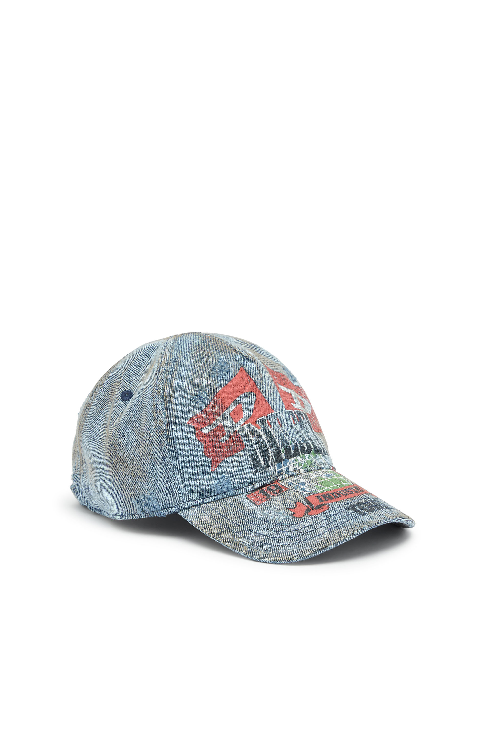 Diesel - Denim baseball cap with concert graphics - Caps - Man - Blue