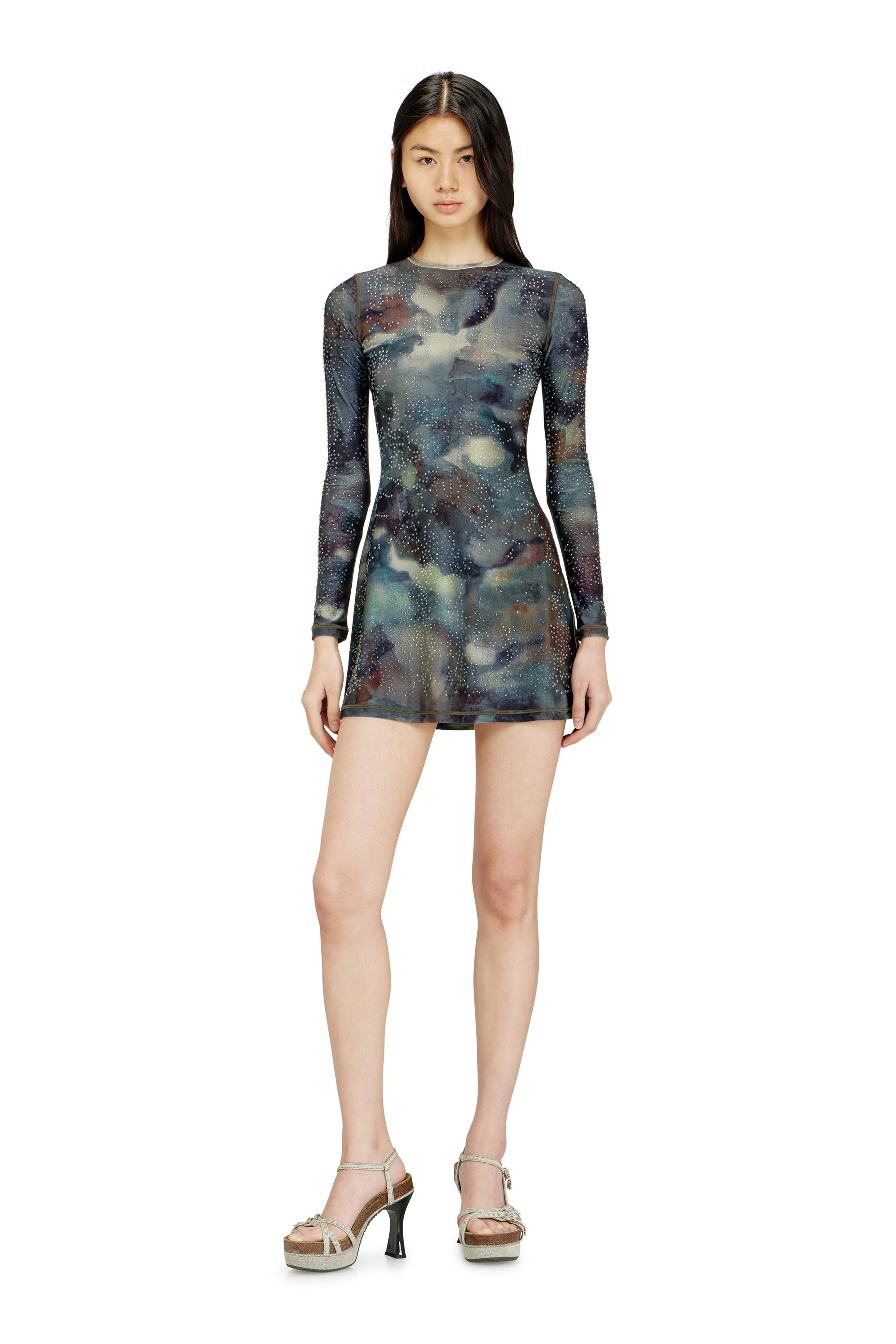 Diesel Women's Multicolor - Printed Mini Dress With Crystal Details - Dresses - Woman Xxs