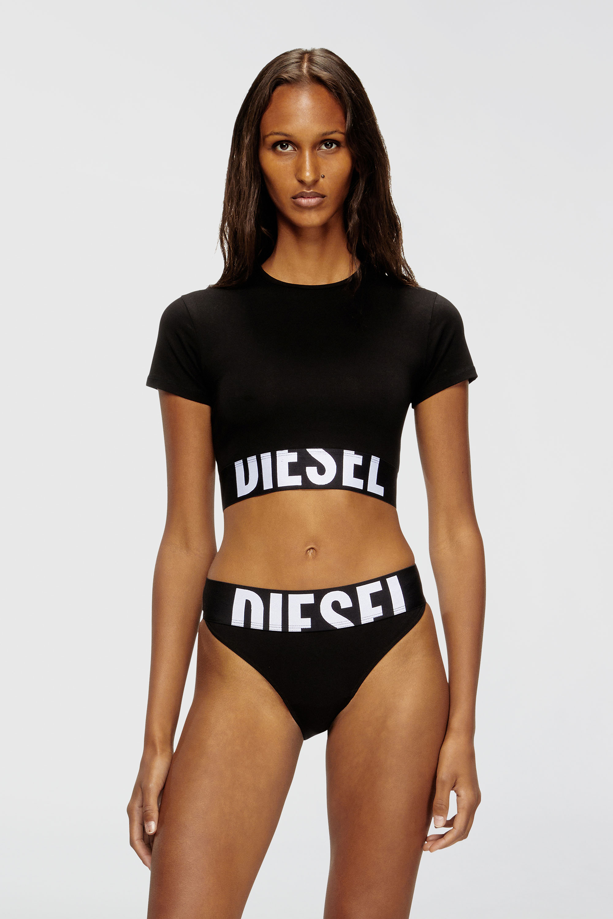 Diesel Nero Donna - Crop Top Sportivo Con Fascia Logo - Tops Extra Piccolo