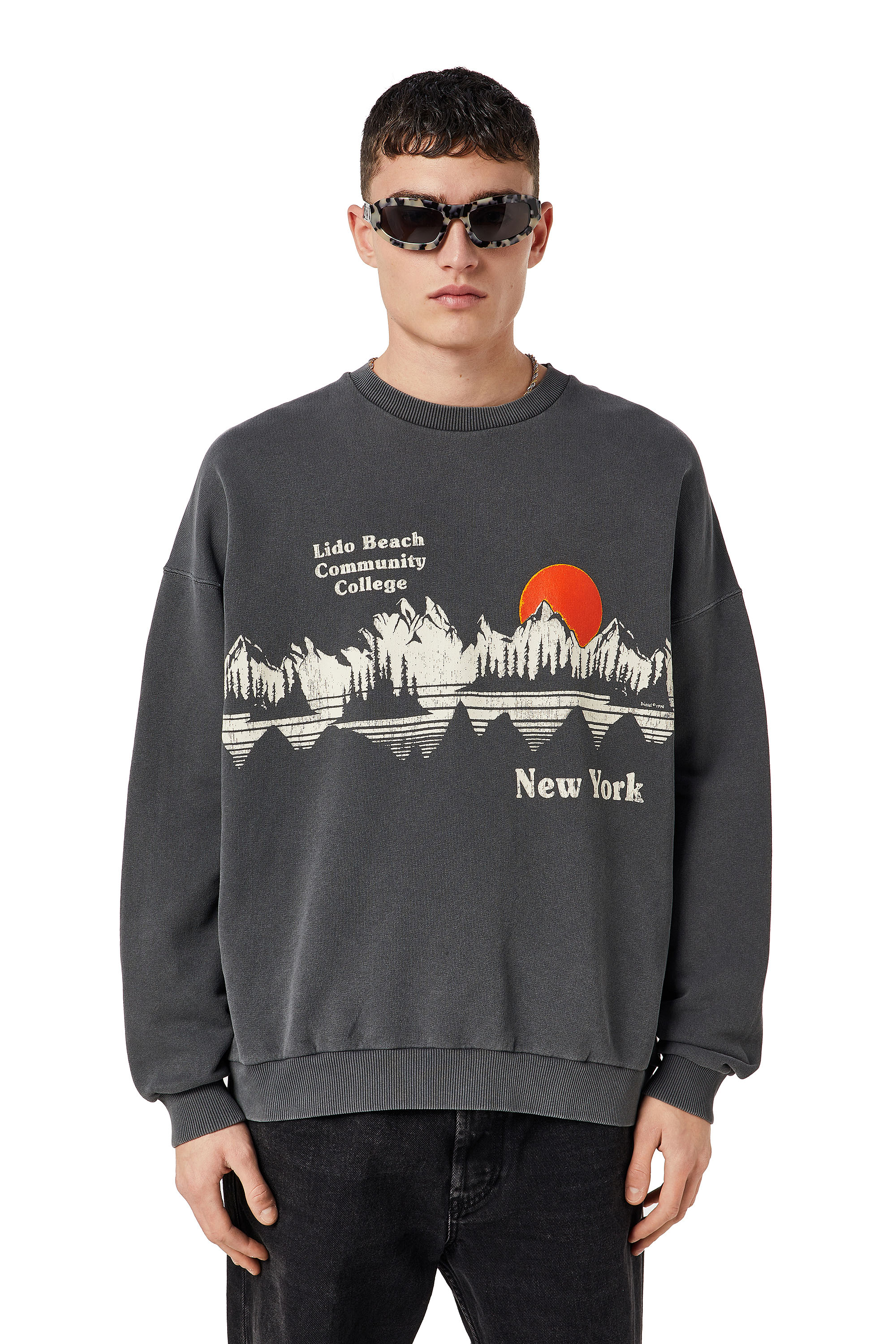 Diesel Print Sweatshirt In Grey | ModeSens