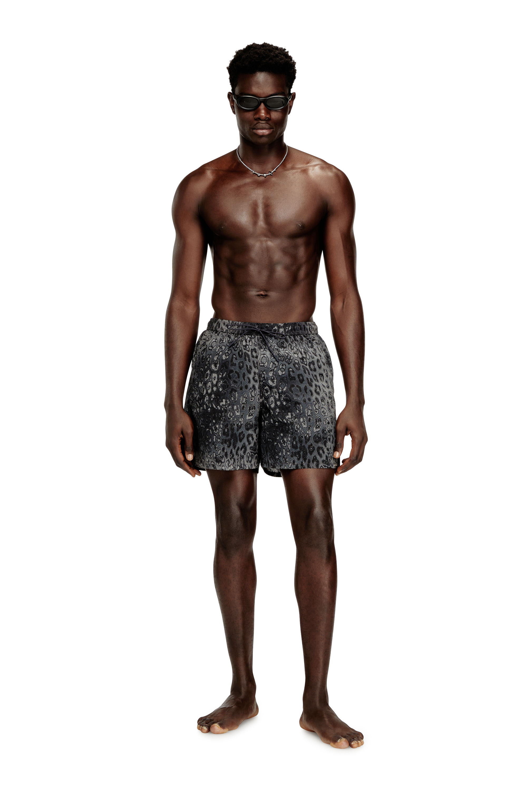 Diesel - SOCCER-41-UTLT, Man's Swim shorts with animalier print in Grey - 2
