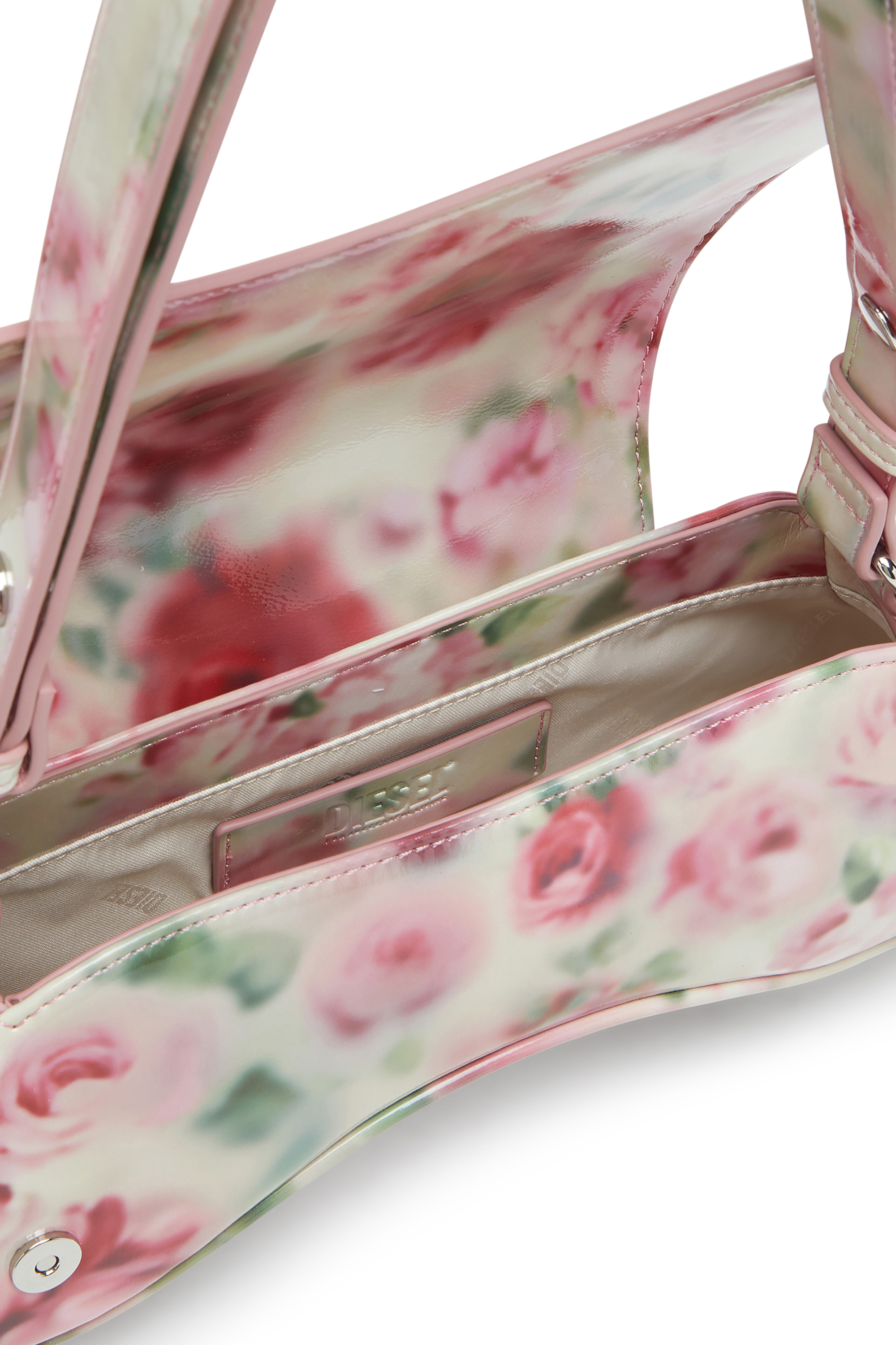 Diesel - PLAY CROSSBODY, Woman's Play-Shoulder bag in printed glossy PU in White/Pink - 4