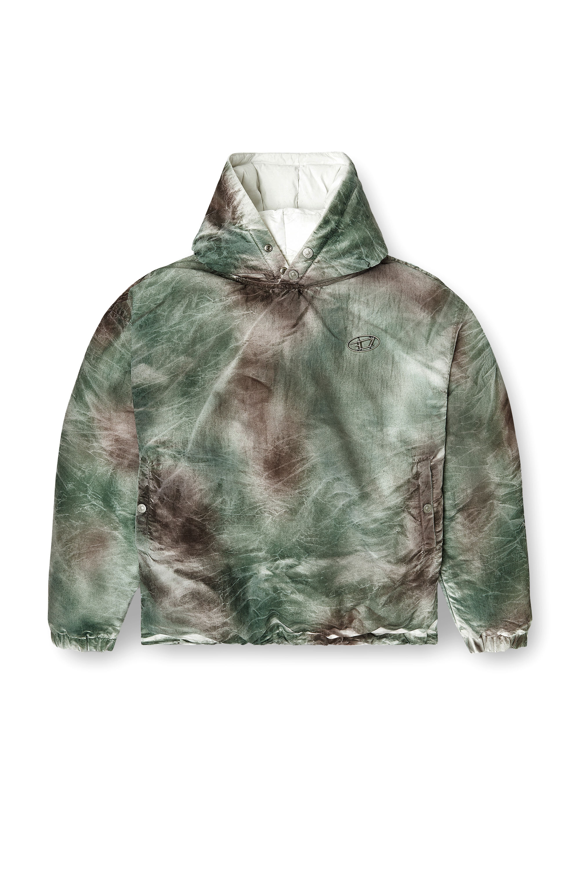 Diesel - W-THUG-JKT-PUFFY, Unisex's Puffy hooded jacket in camo nylon in Brown/Green - 4