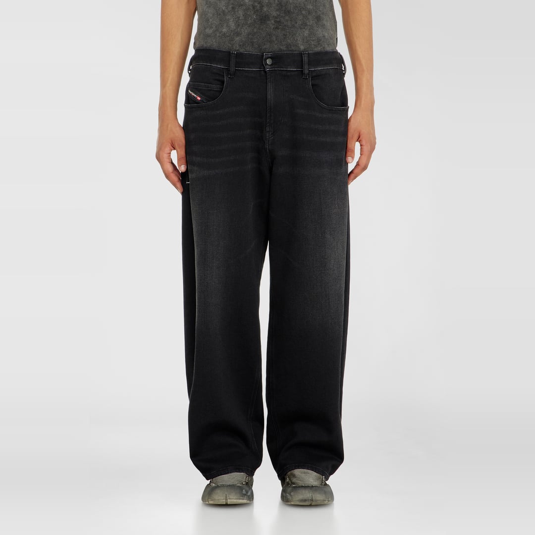 Diesel Relaxed Regular Waist 2097 D-Enim-M Joggjeans, Black/Dark grey, Zip fly