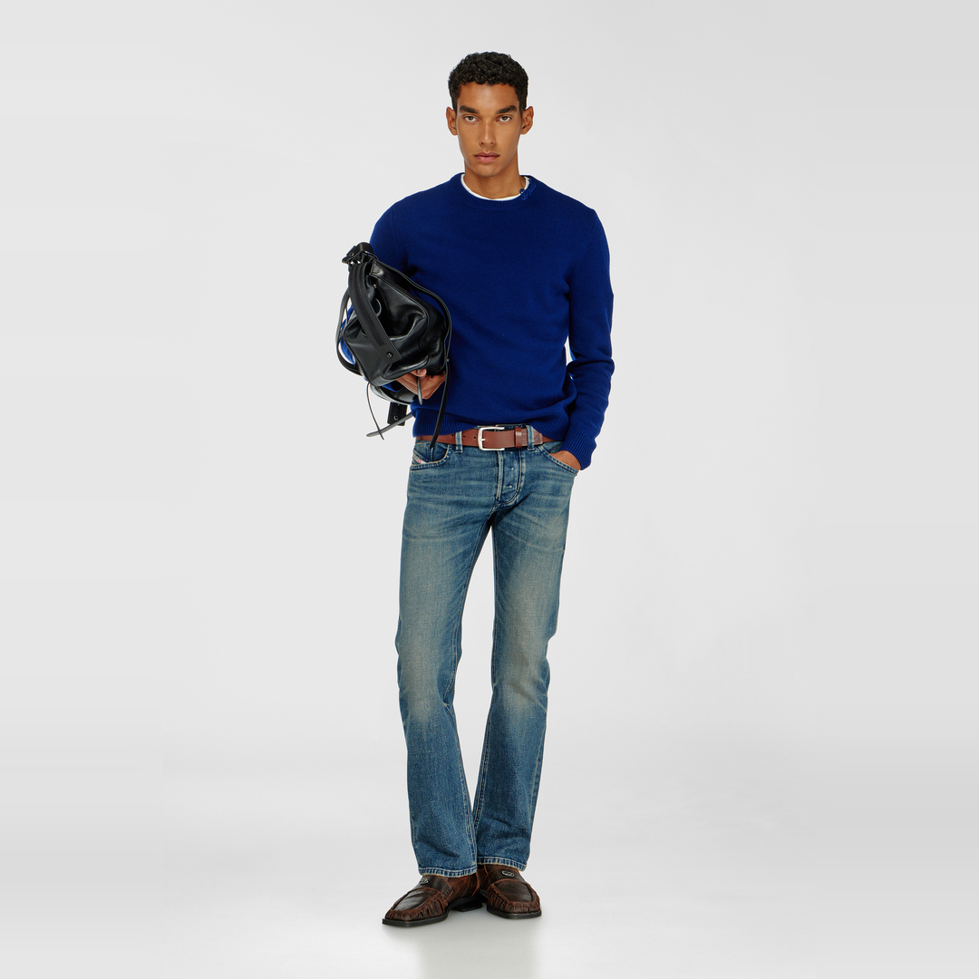 Diesel - Pull en laine avec logo sur le col - Pull Maille - Homme - Bleu