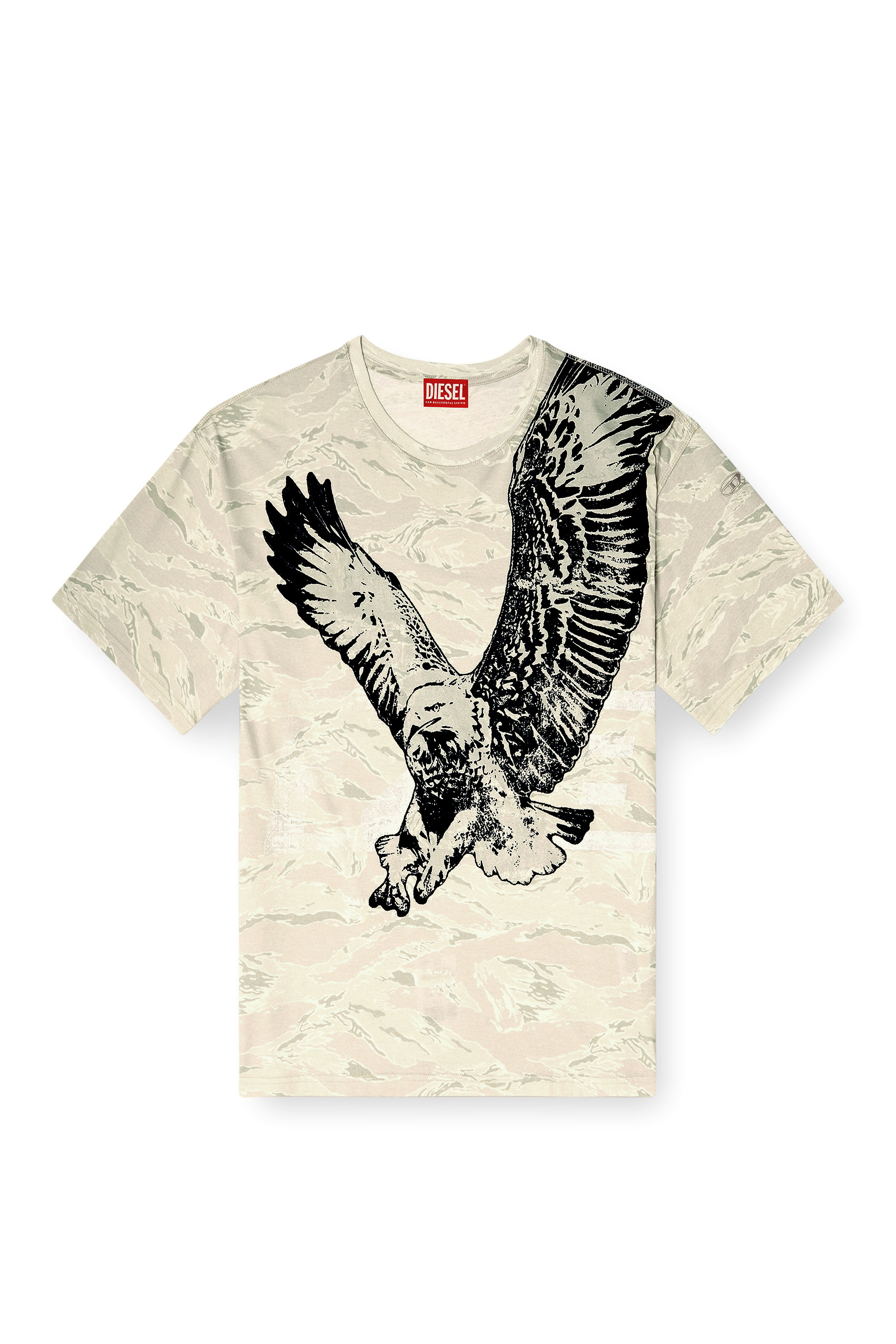 Diesel - T-BOXT-T14, Man's Camo T-shirt with eagle print in Beige - 3