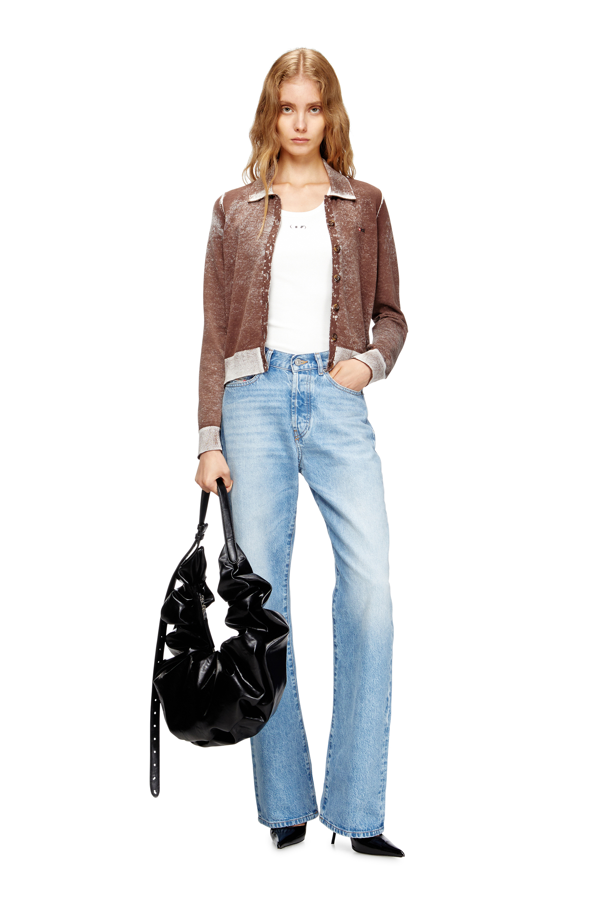 Diesel - GRAB-D HOBO L, Woman's Grab-D L-Large scrunched hobo bag in shiny PU in Black - 2