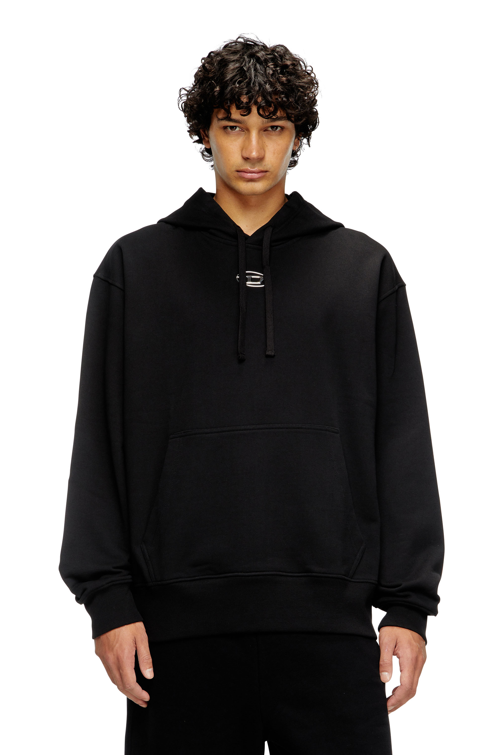 Diesel - Hoodie with metallic logo - Sweaters - Man - Black