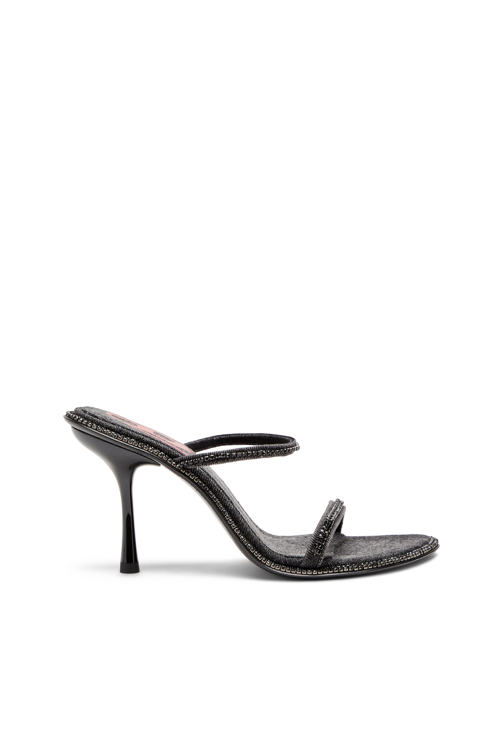 Diesel Heeled Mules In Crystal Denim In Black