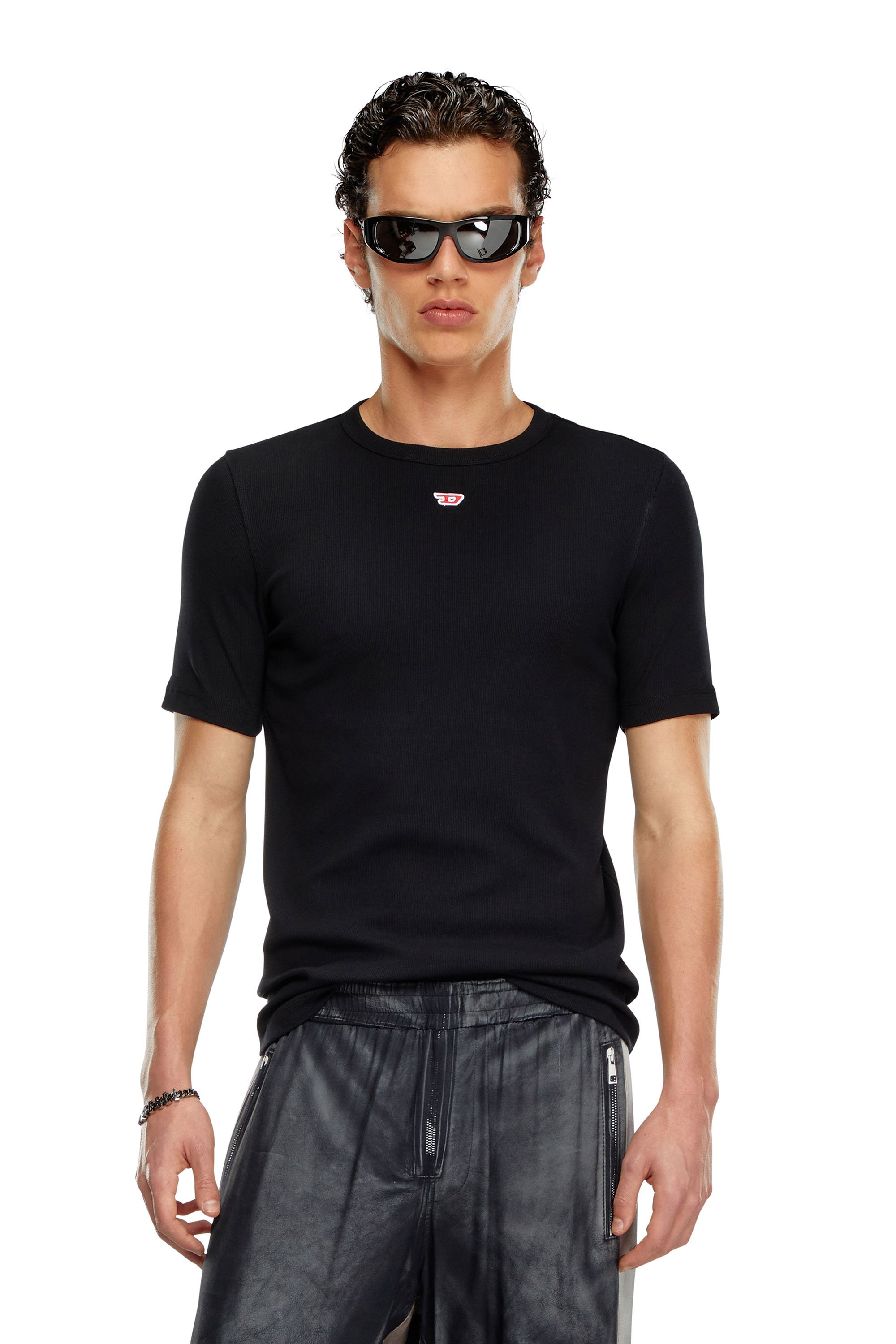 Diesel - T-shirt with D patch - T-Shirts - Man - Black
