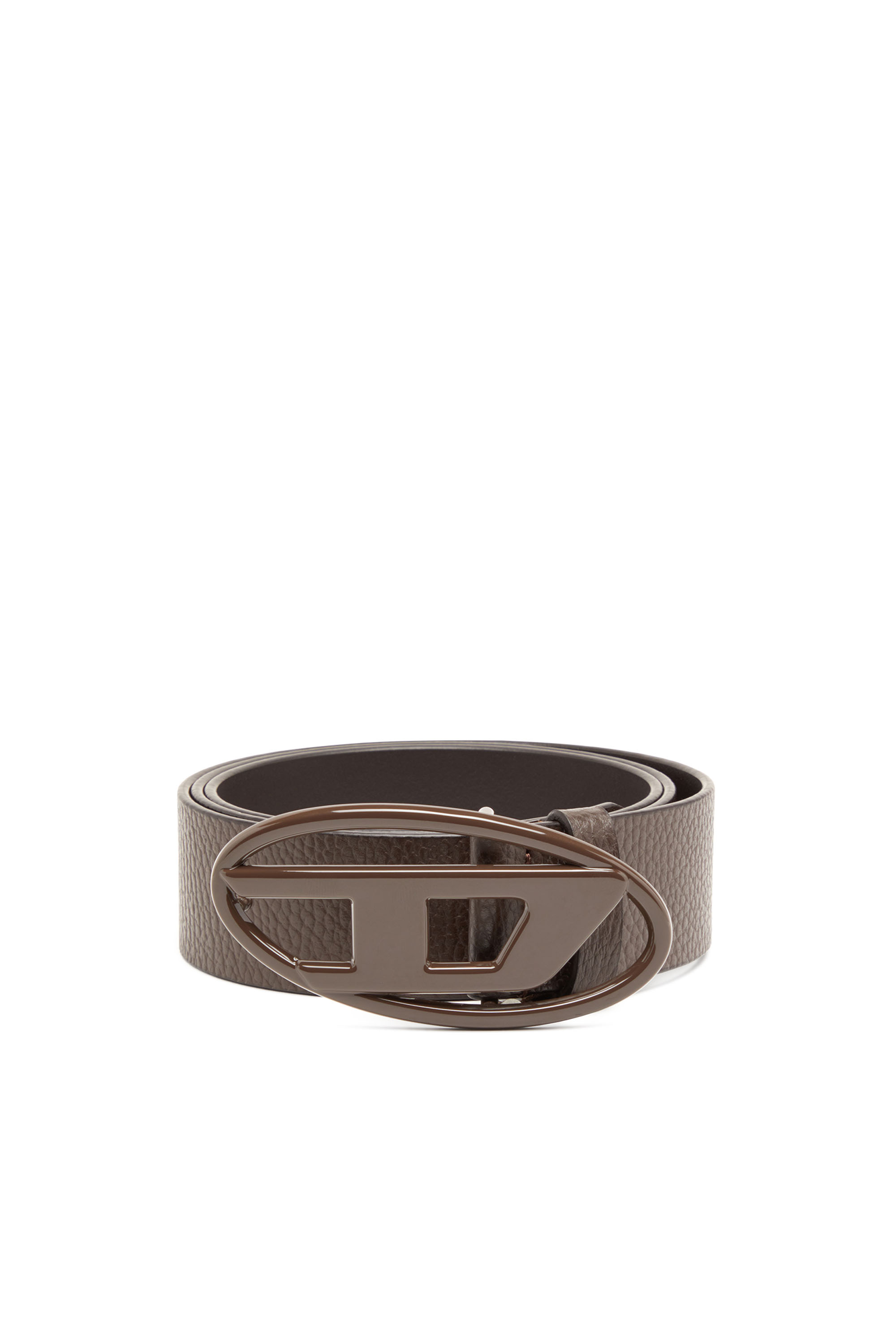 Diesel Unisex Brown - 4Cm Leather Belt With Matte Oval D Buckle - Belts Size 85