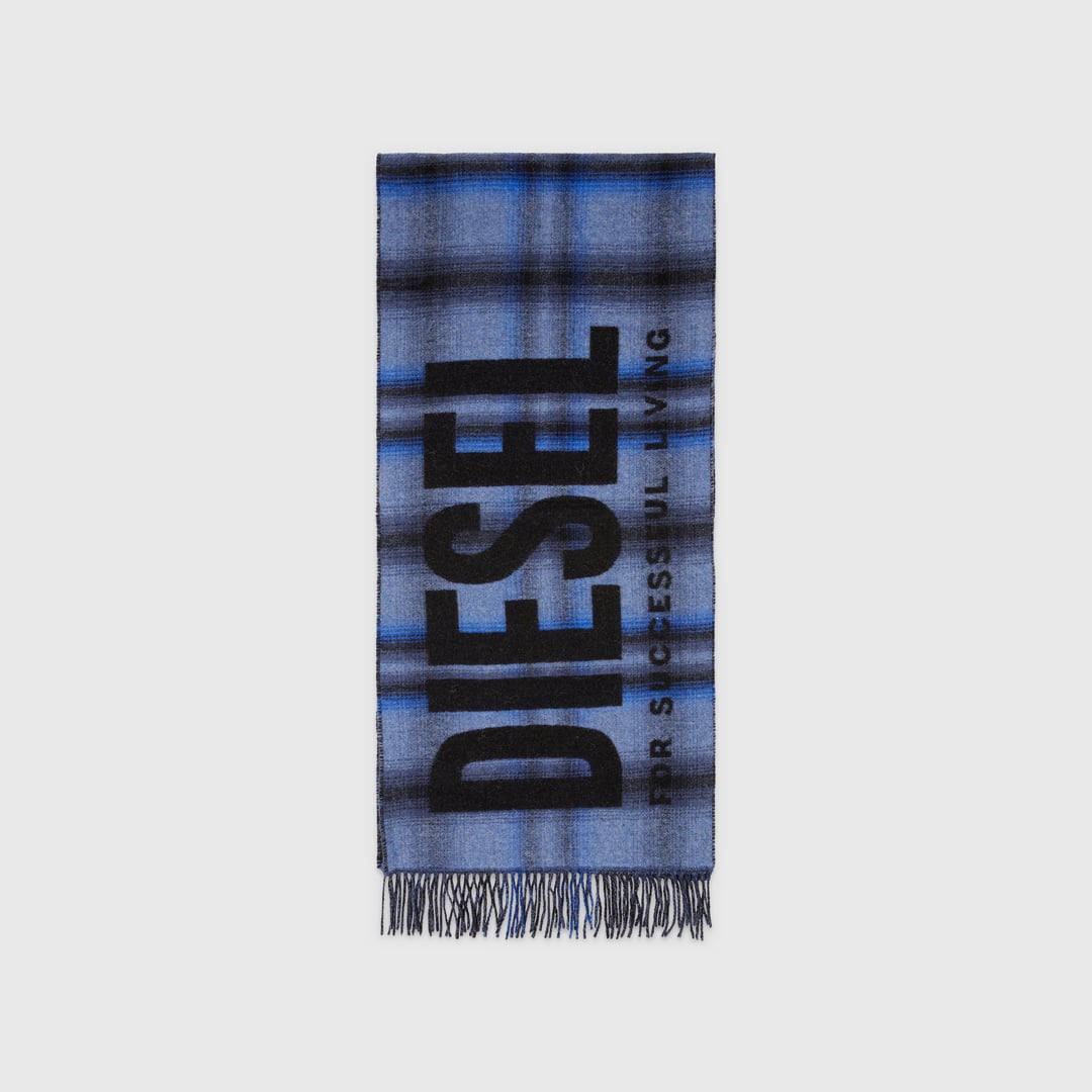 Diesel - Wool-blend scarf with check pattern - Scarf - Man - Blue