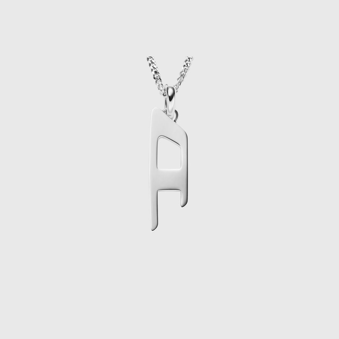 Diesel - Collier avec pendentif logo D en acier inoxydable - Colliers et chaînes - Mixte - Gris argenté
