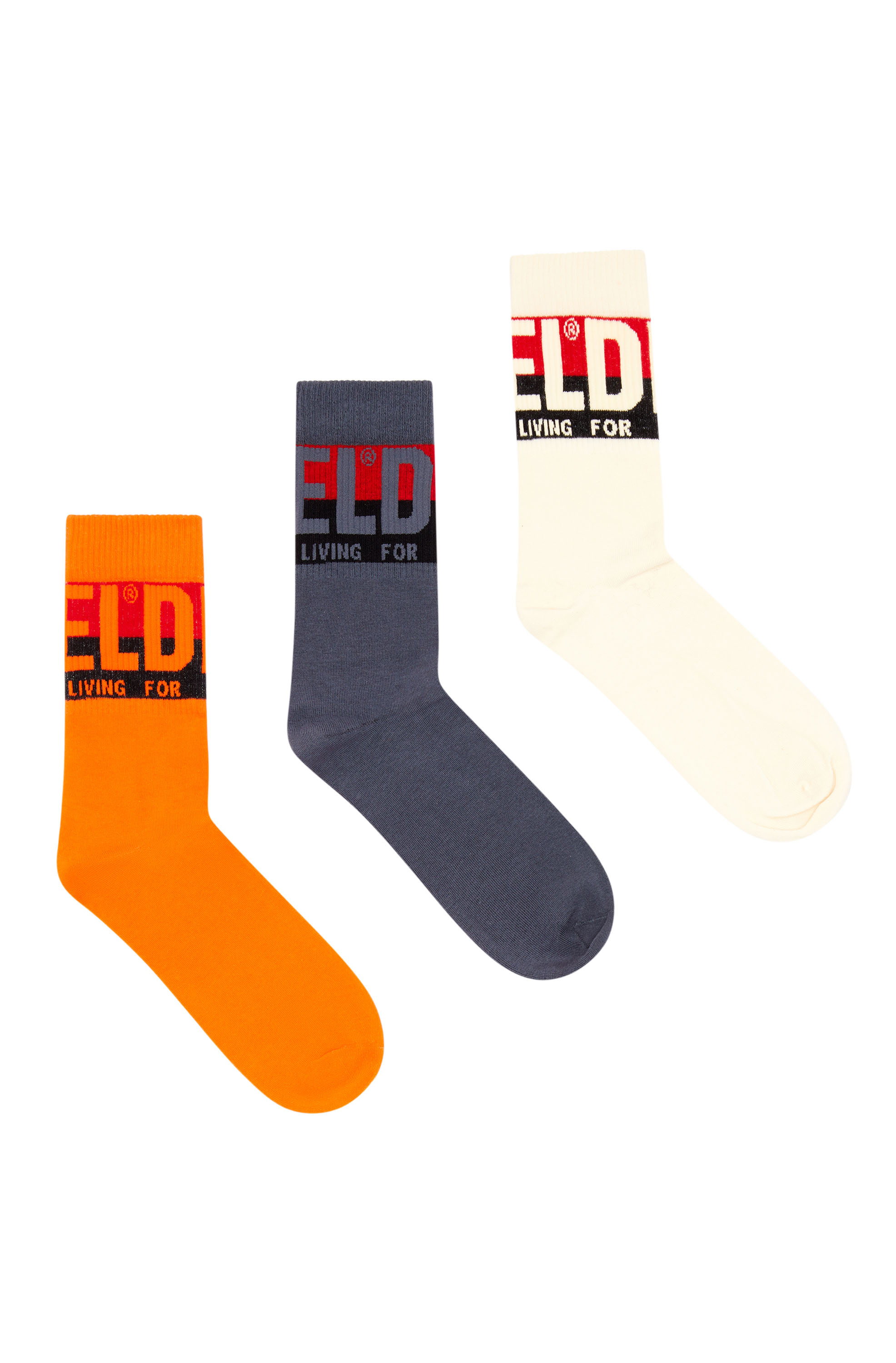 Diesel Three-pack Of Socks With Logo Cuffs In Tobedefined