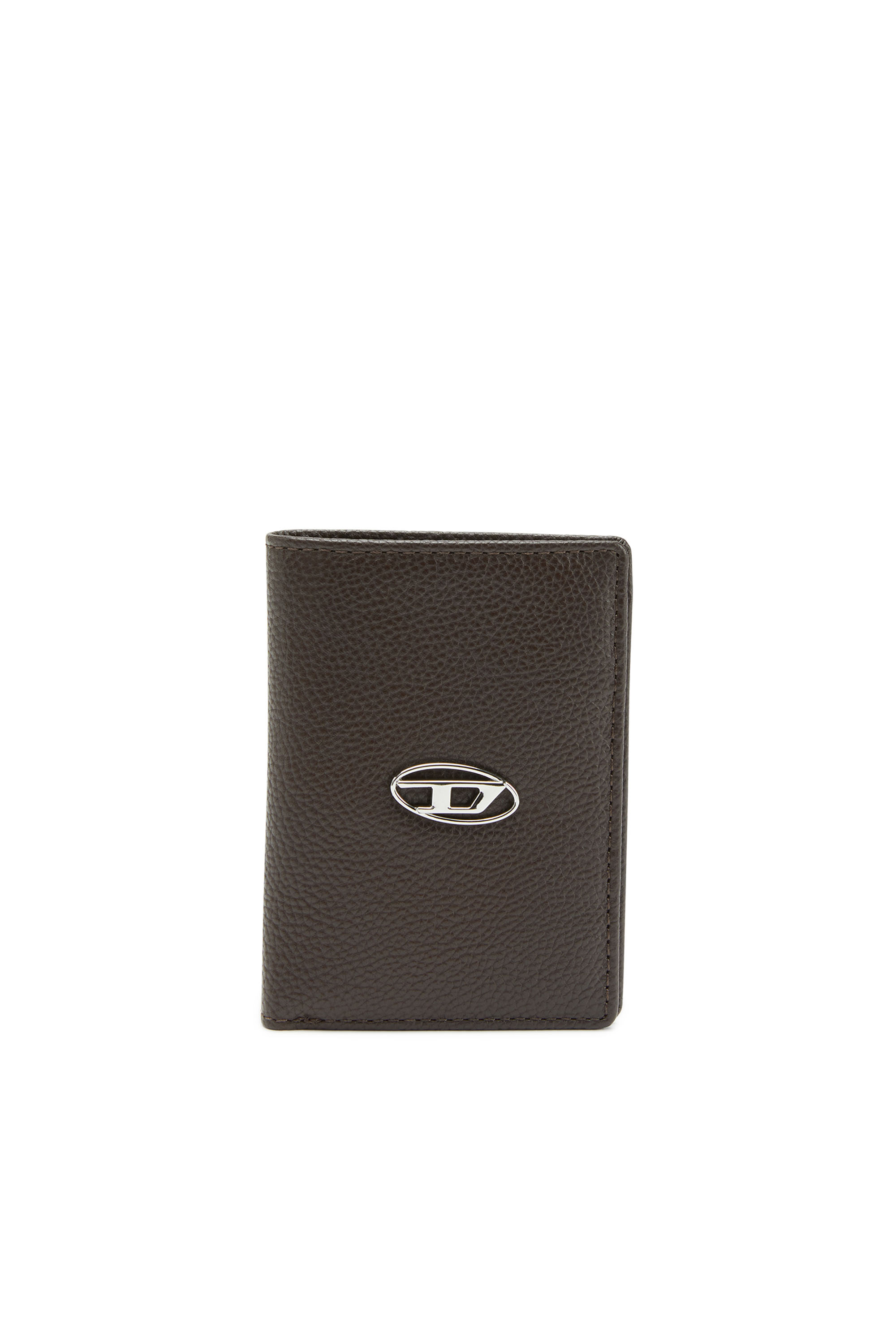 Diesel - Leather bi-fold wallet with logo plaque - Small Wallets - Man - Brown