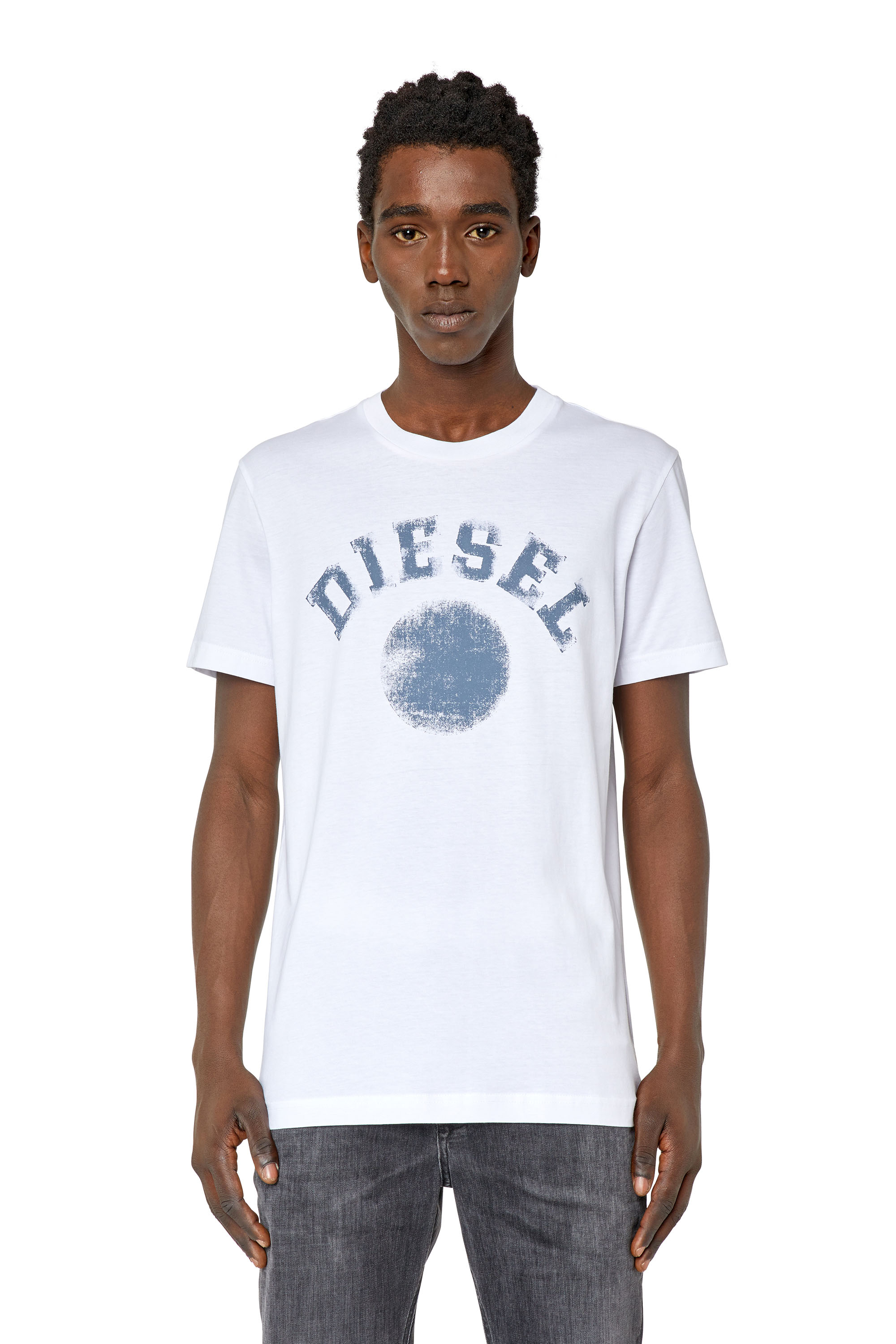 Diesel - T-shirt con stampa logo e cerchio - T-Shirts - Uomo - Bianco