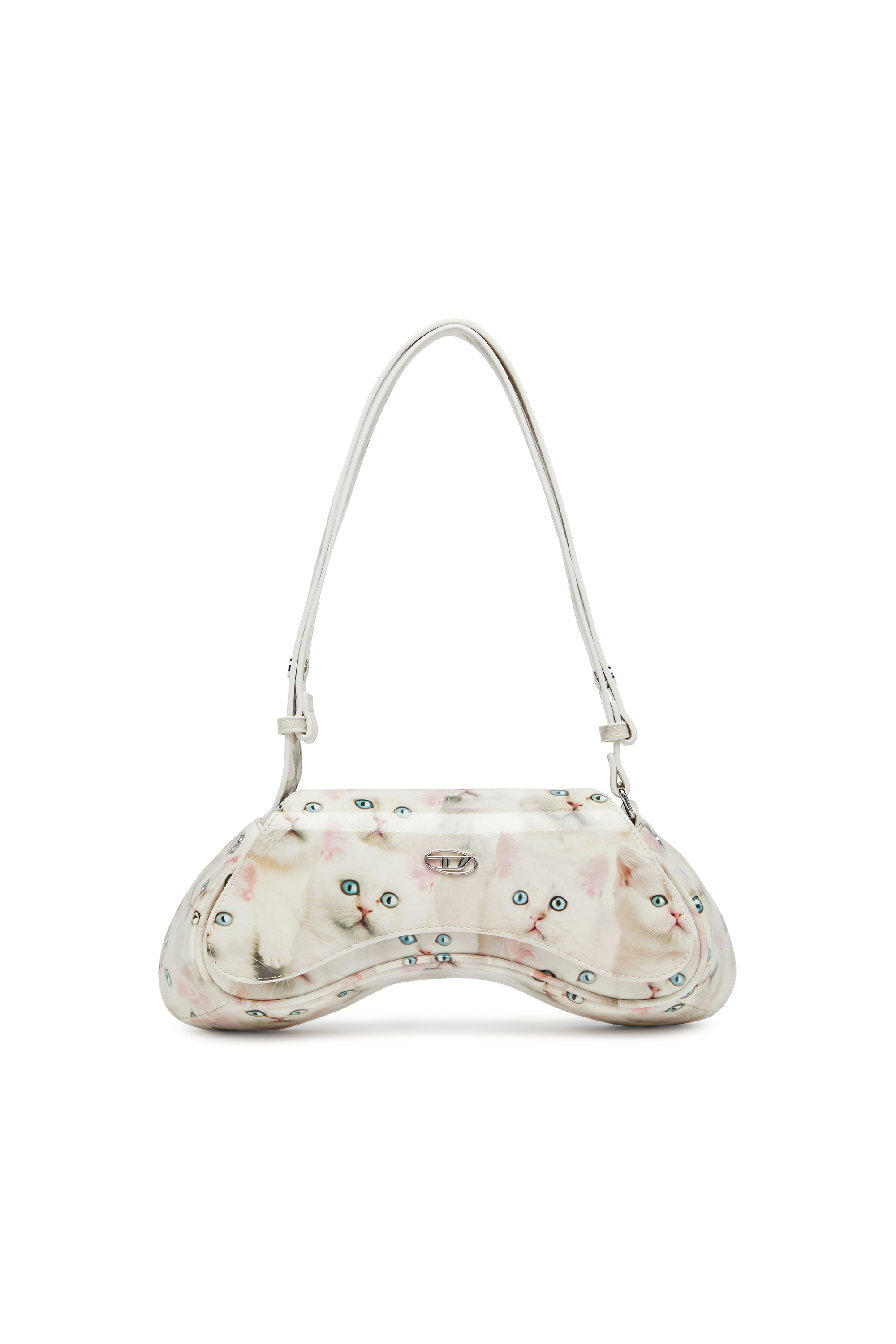 Diesel Gaming Controller-inspired White Polyurethane Handbag In White