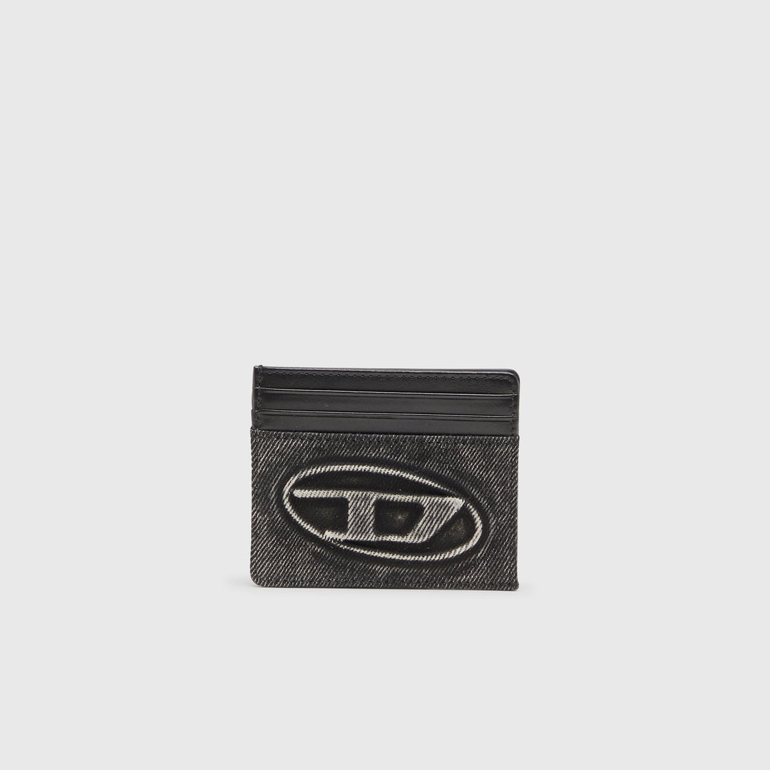 Diesel Grigio Unisex - Porta Carte In Cotone Lavato E Pelle - Portacarte Uni - Immagine 1