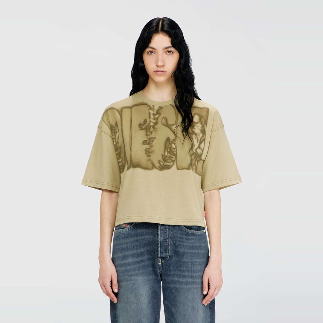 Diesel - Cropped T-shirt with digital print - T-Shirts - Woman - Green