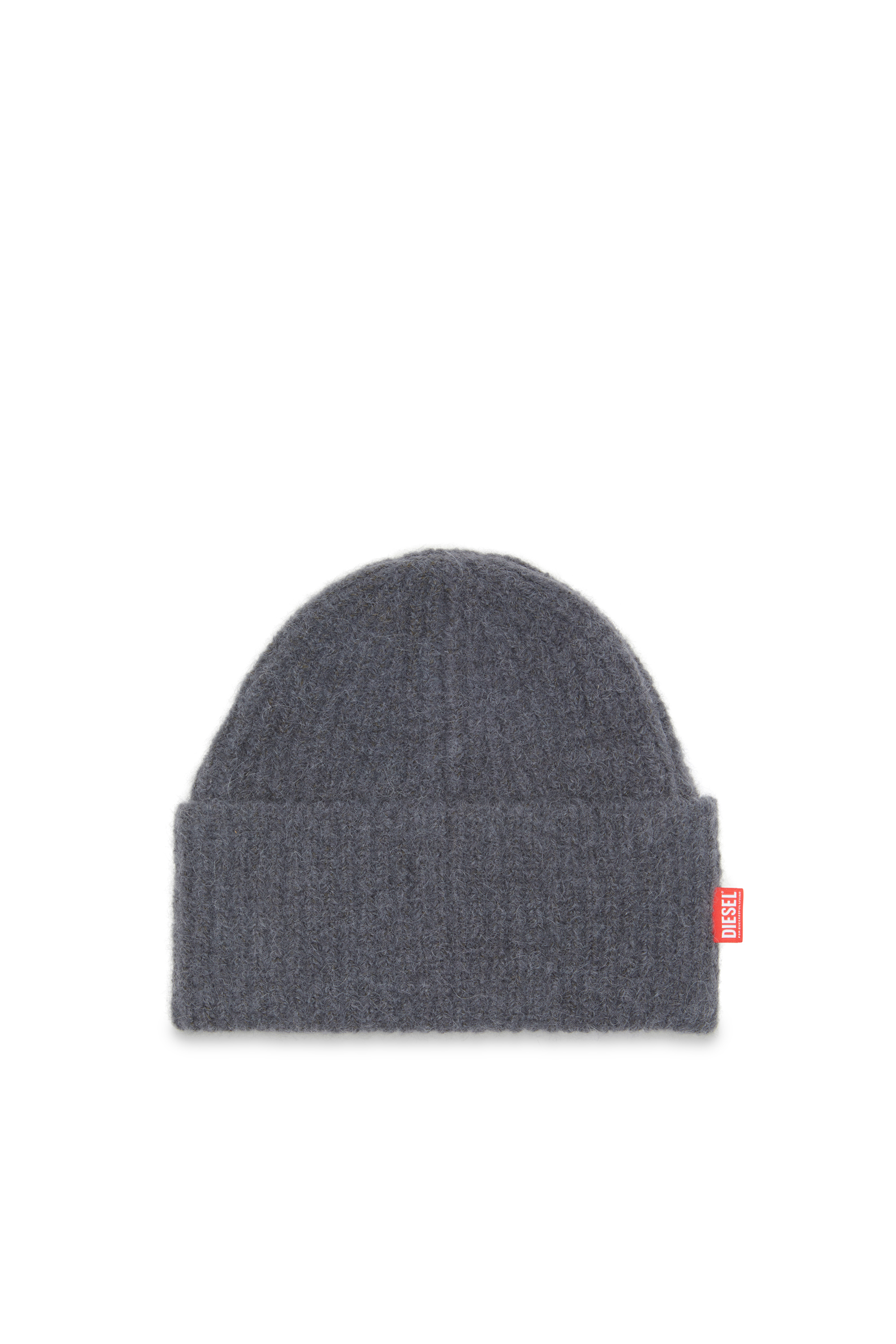 Diesel Ribbed Alpaca Beanie In Gray