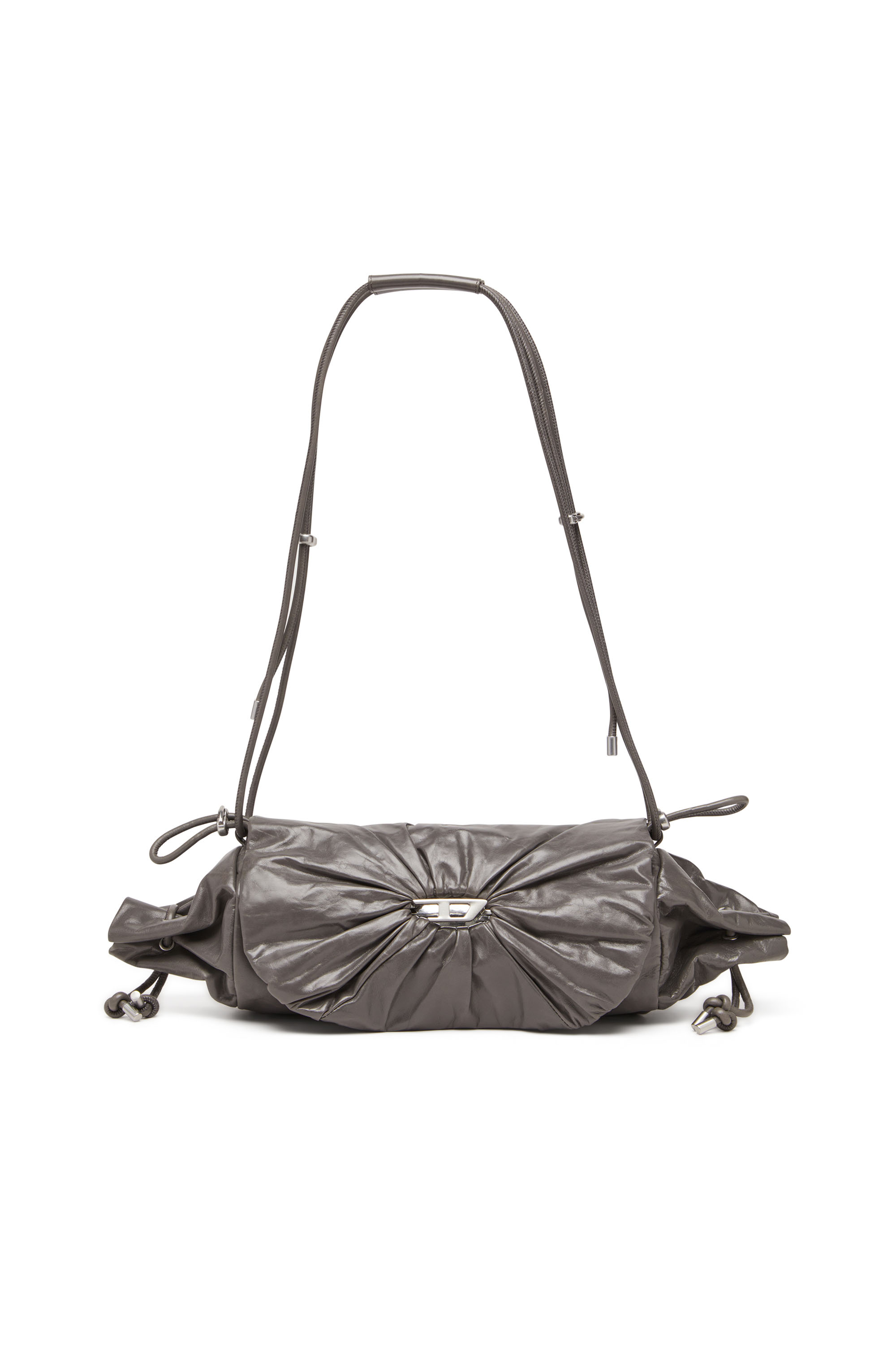 Diesel Women's Grey - Scrunch-D M-Shoulder Bag In Shiny Leather - Shoulder Bags - Woman Uni