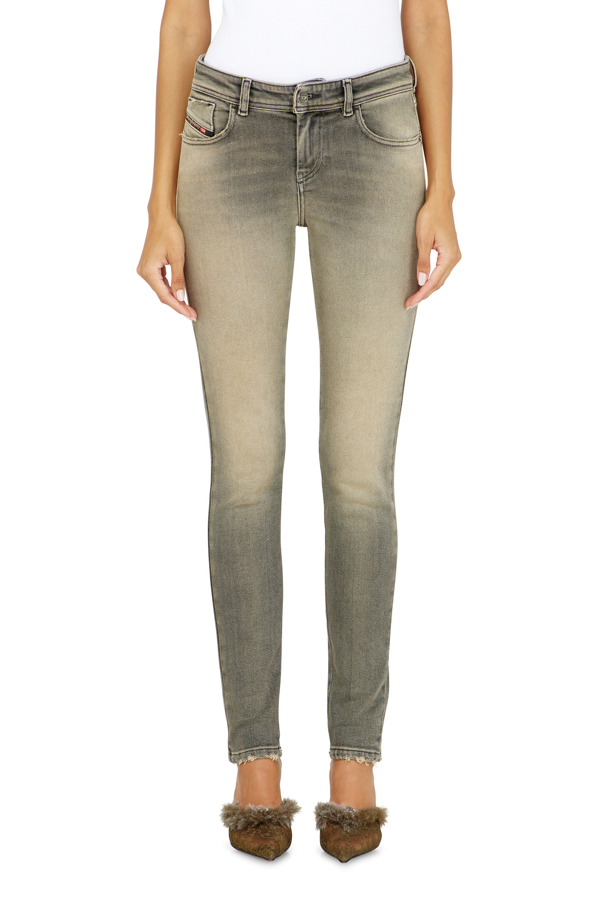 Diesel Skinny Jeans Regular Waist 2017 Slandy, Grey, Zip fly