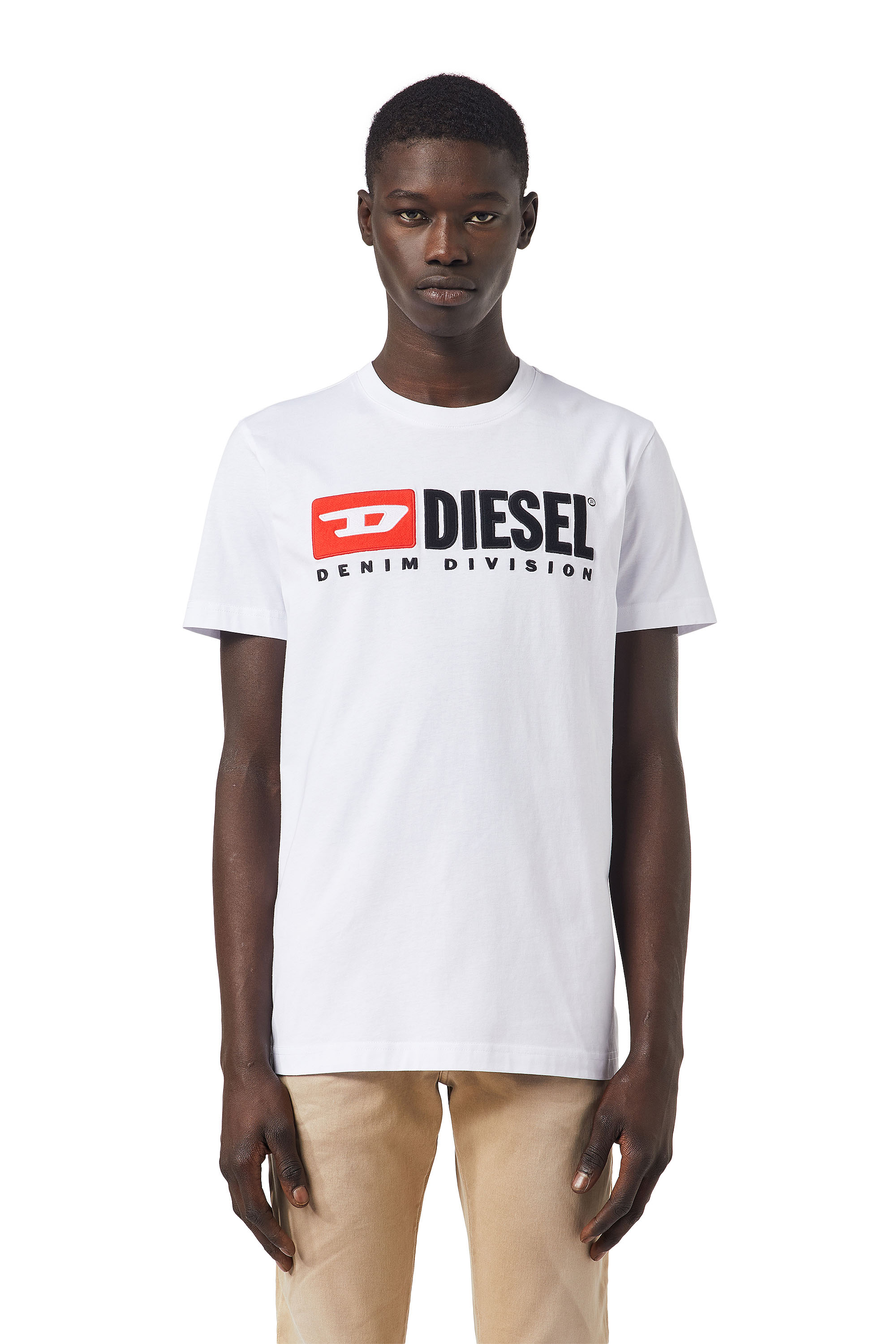 Diesel - T-shirt con logo in pile - T-Shirts - Uomo - Bianco
