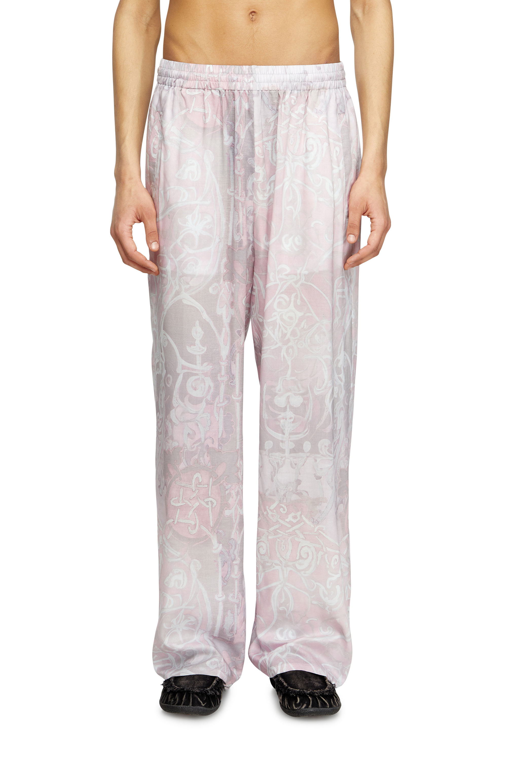 Diesel Track Pants With Medieval Print In Pink